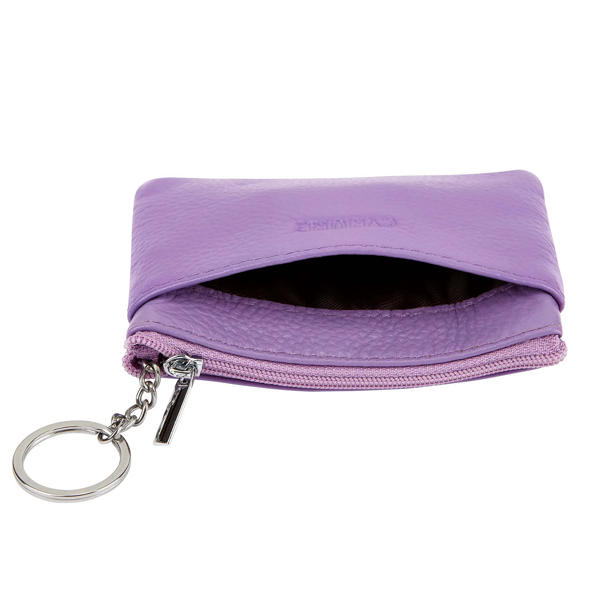 Borsa in vera pelle da donna con portachiavi, Lavanda., Taglia unica, Portamonete - immagine 4