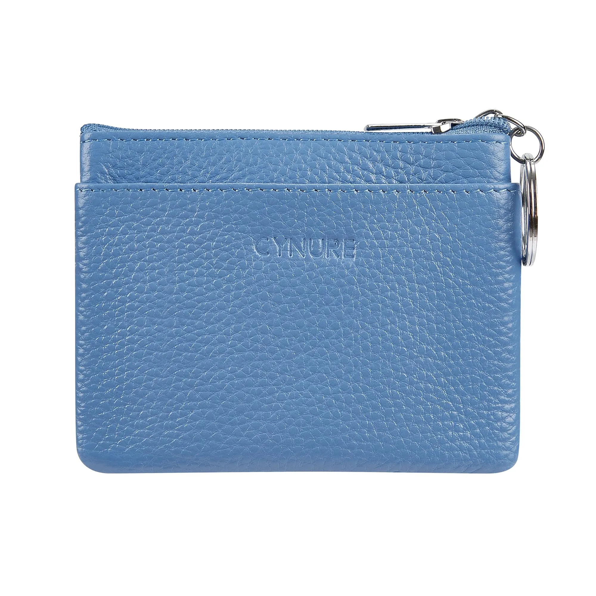 Borsa in vera pelle da donna con portachiavi, azzurro cielo, Taglia unica, Portamonete - immagine 2