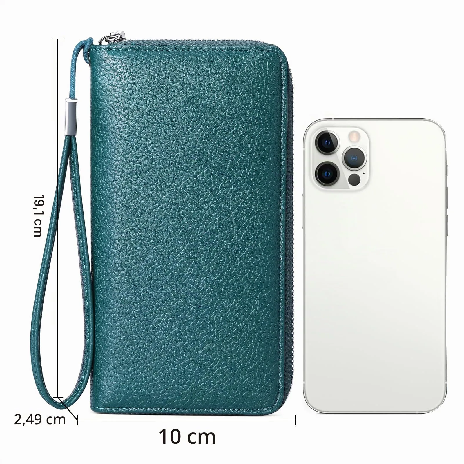 GOIACII Portafoglio Lungo da Donna in Pelle Con Blocco RFID, Grande Capacità per Telefono, Tanti Scomparti Portamonete Con Cerniera - immagine 4