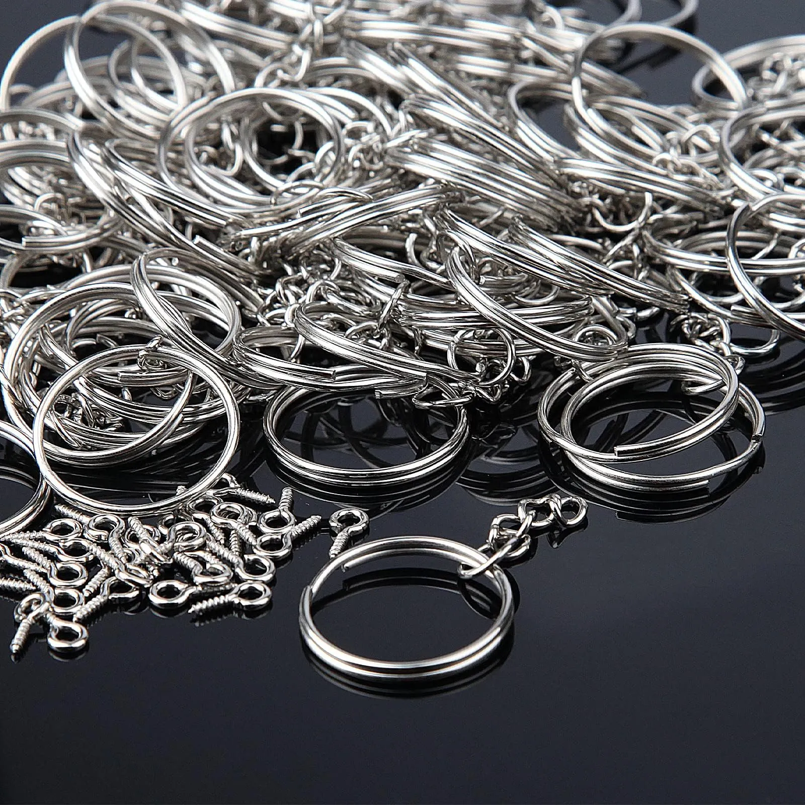 170 Pezzi Anelli Portachiavi 25 mm Anello Ganci per Portachiavi Anelli per Portachiavi fai da te 85 Gancetti Portachiavi Catena con 85 Vite Occhielli Anelli Aperti per Gioielli Argento - immagine 7
