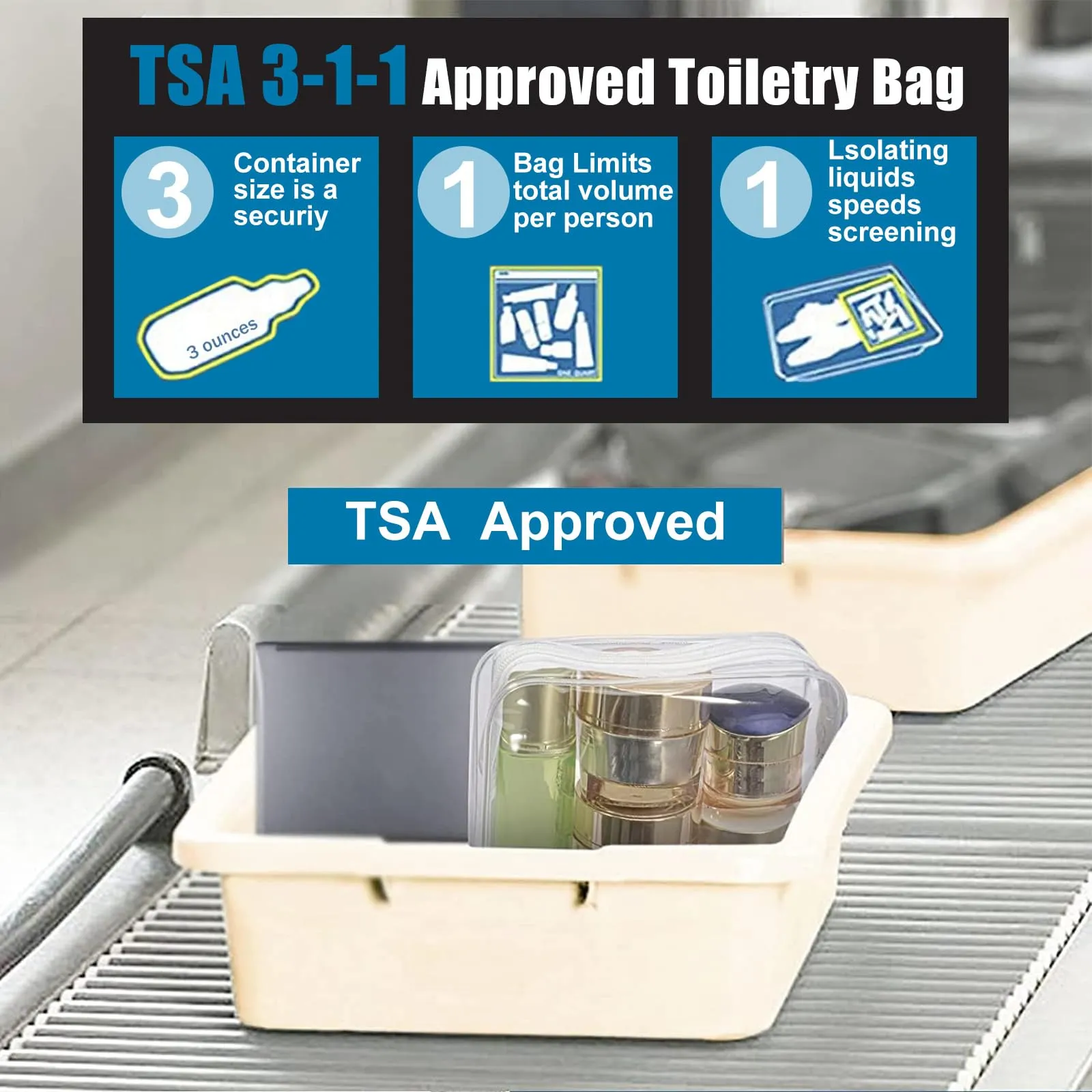 CGBE Borsa Cosmetici da Viaggio Impermeabile Trasparente - 3 Pezzi - immagine 3
