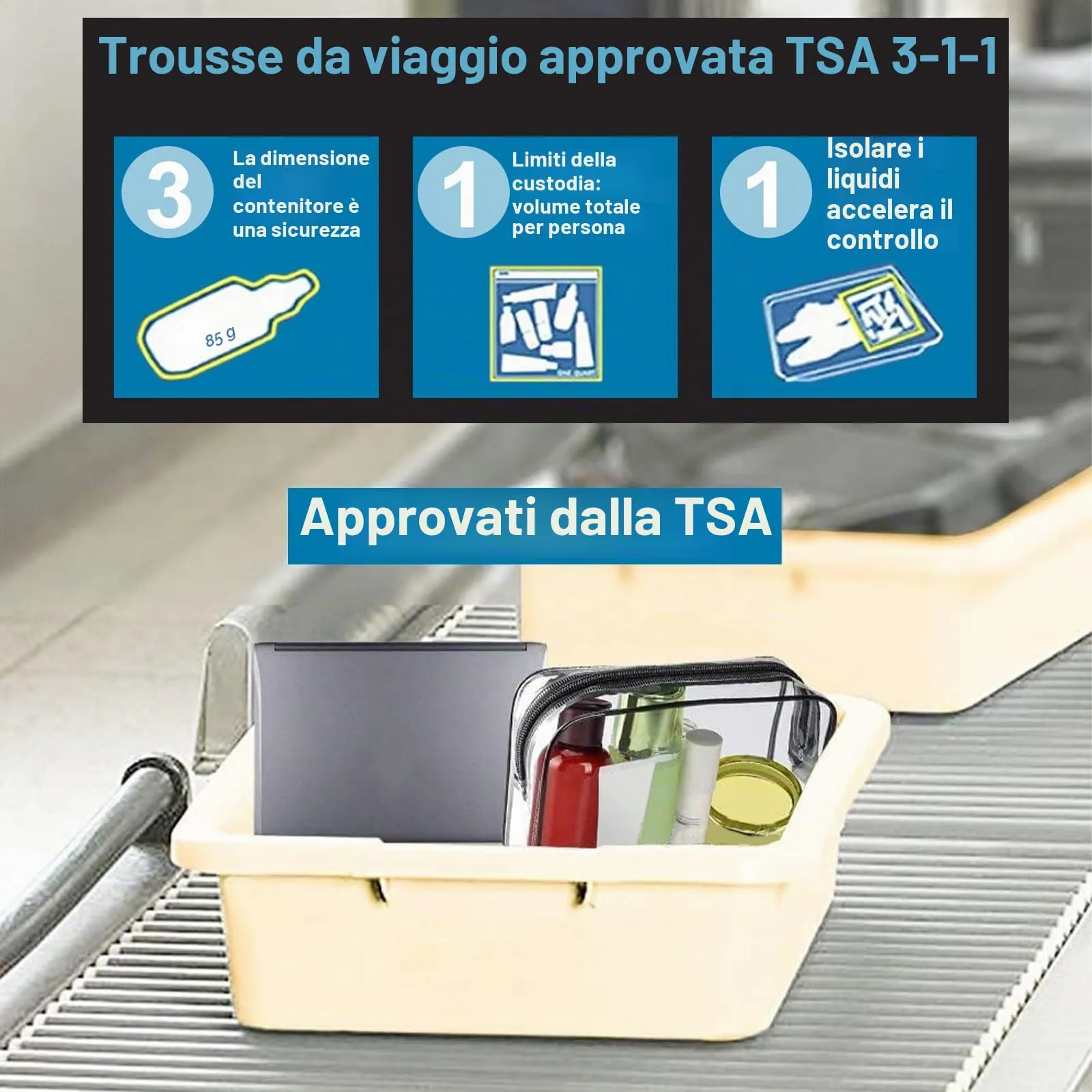 CGBE Borsa Cosmetici da Viaggio Impermeabile Trasparente - 3 Pezzi Mix - immagine 3