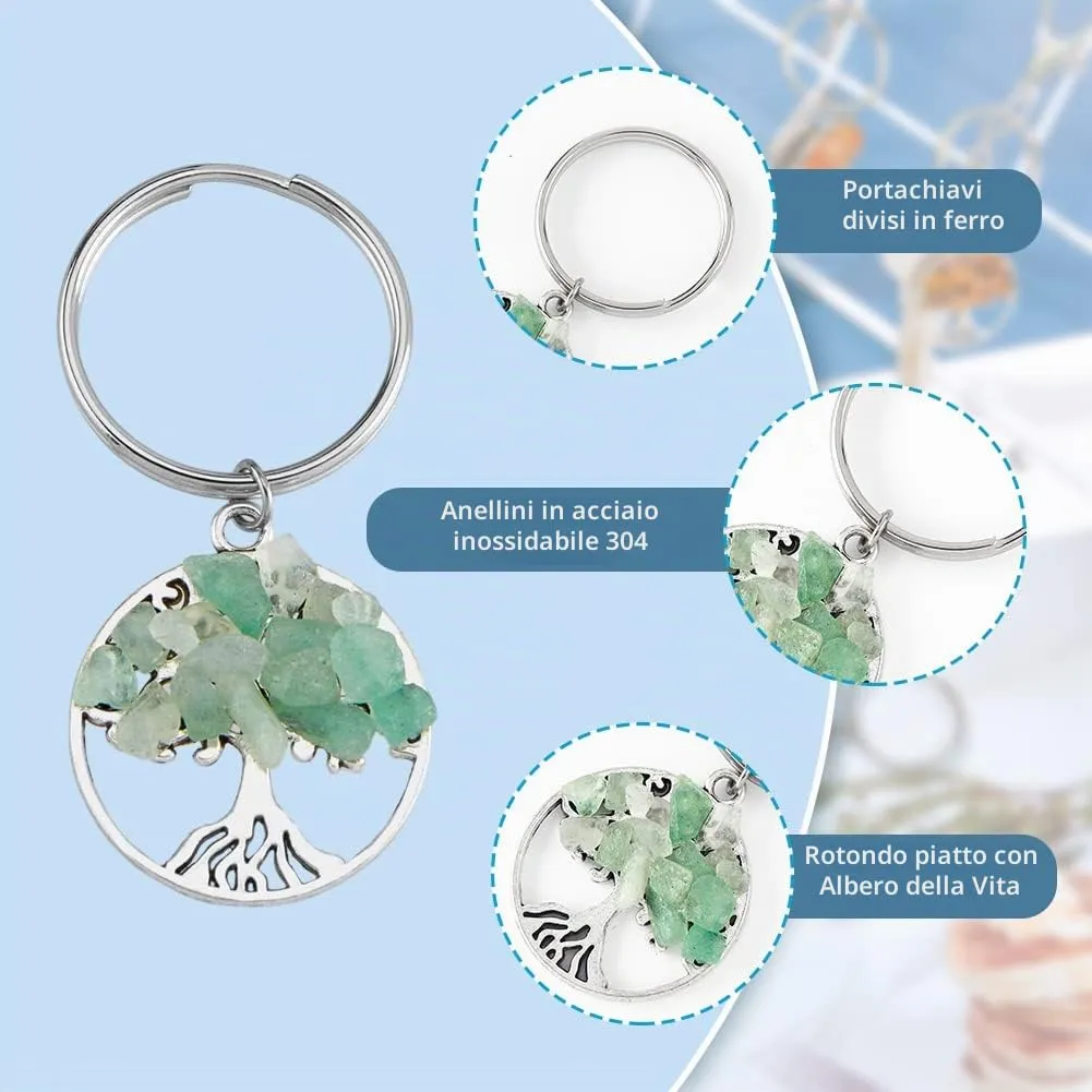 SUPERFINDINGS 36 Pz 9 Stili Albero Della Vita Portachiavi Pietre di Cristallo Naturale Fatto A Mano Fai Da Te Portachiavi Ciondolo Pietre Preziose Ciondolo per Borsa Fai Da Te - immagine 5