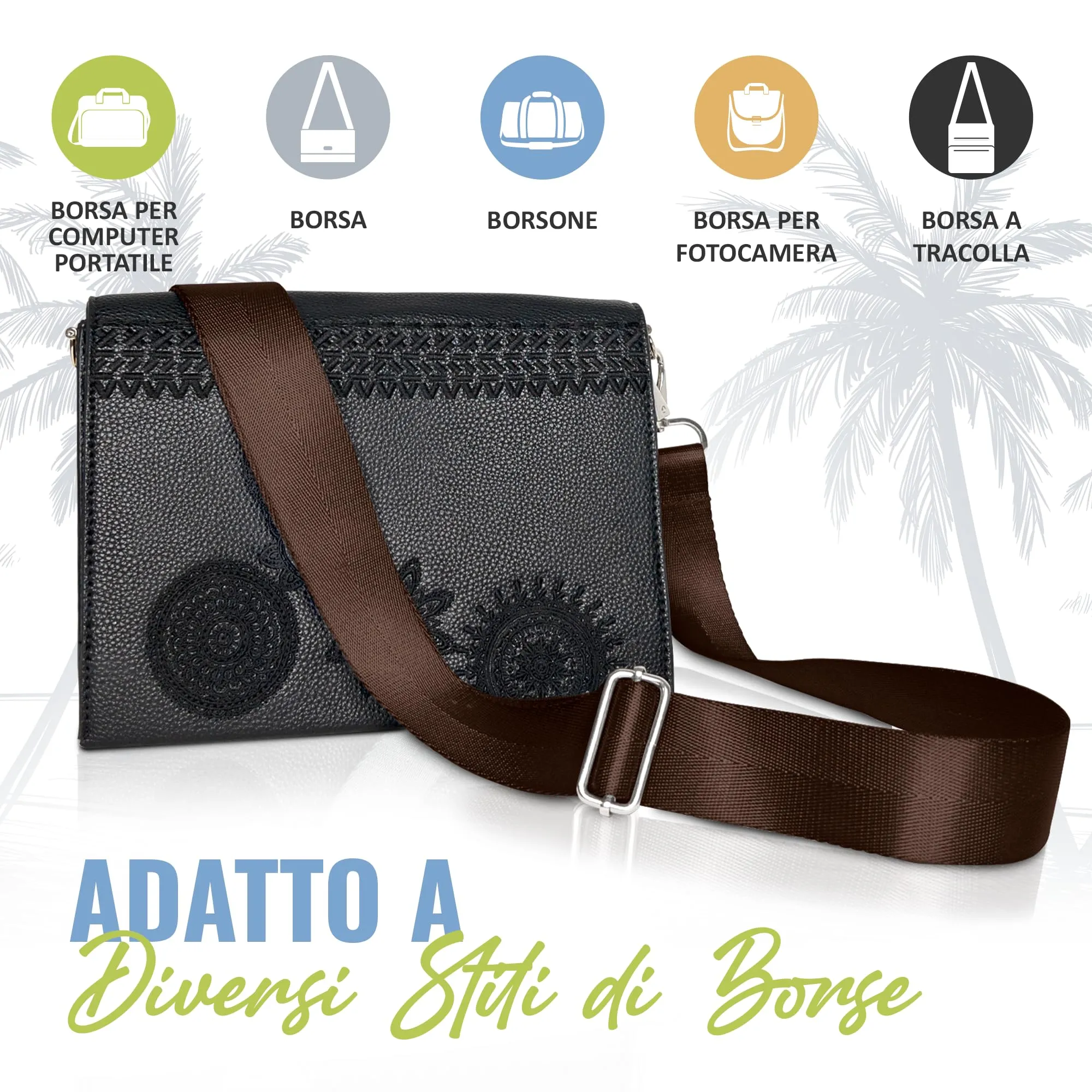 BOACAY Tracolla per Borsa, Cinghia di Ricambio Donna e Uomo, Tracolla Larga Intercambiabile, Universale e Regolabile, Cintura in Vari Colori - immagine 7