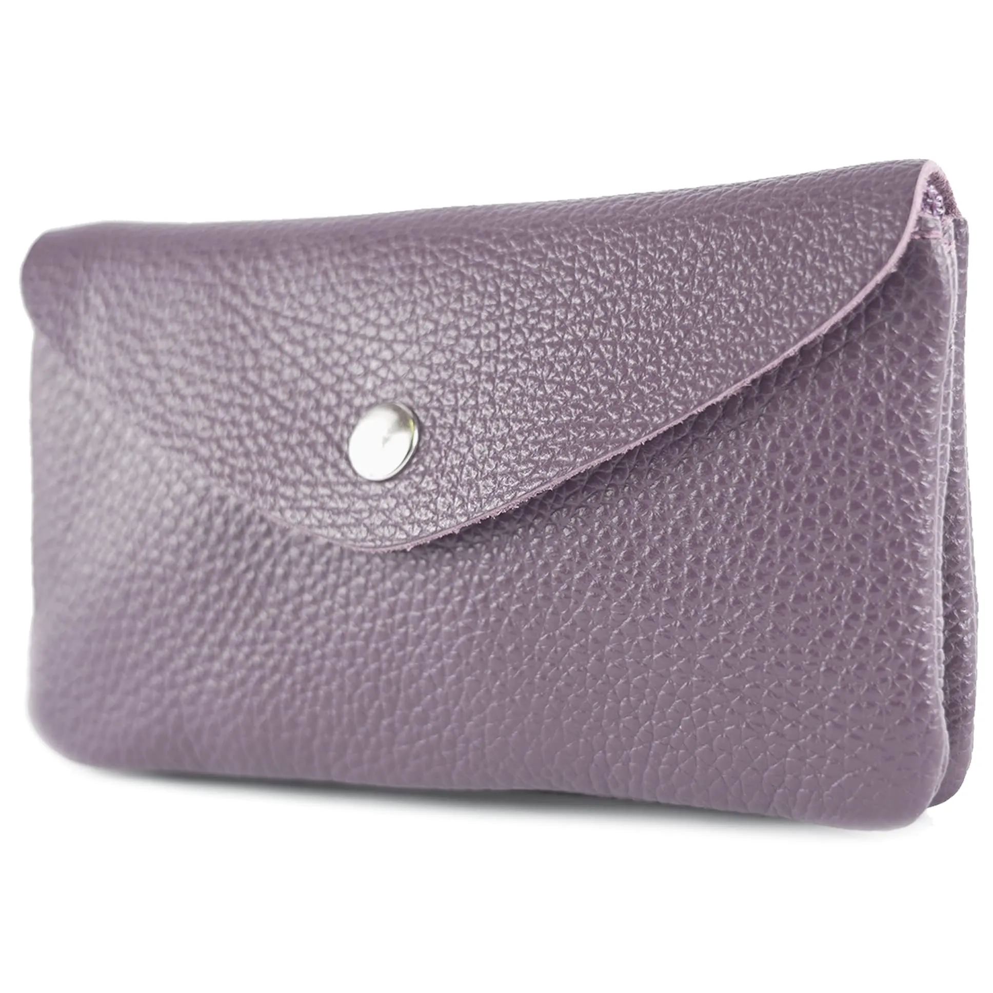 Modamoda de P11 Portafoglio Donna in Pelle Medio Handmade in Italy - Viola Pastello, Piccolo Portamonete Leggero - immagine 1