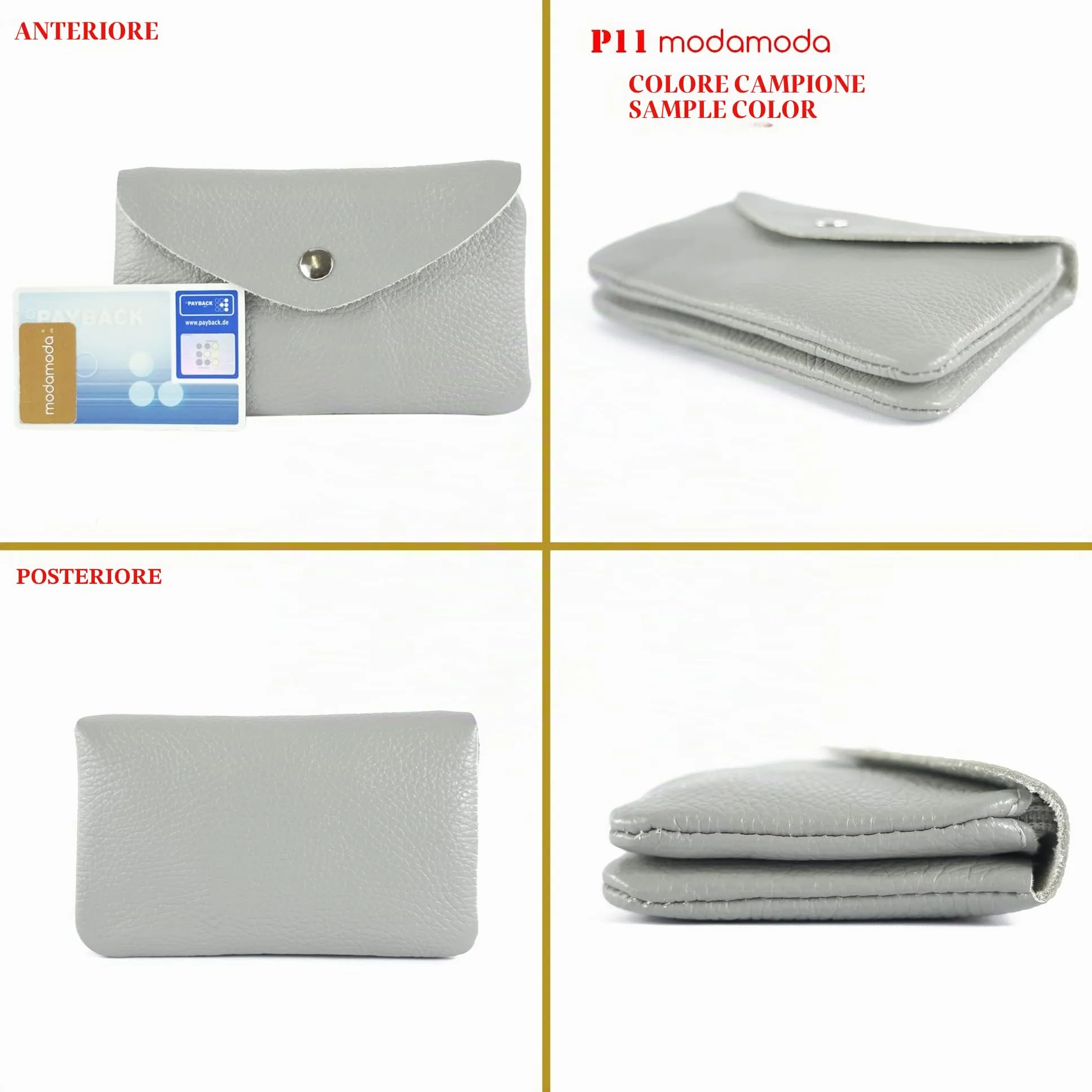 Modamoda de P11 Portafoglio in Pelle Donna Medio Handmade in Italy, Viola, Piccolo Portamonete Leggero - immagine 2