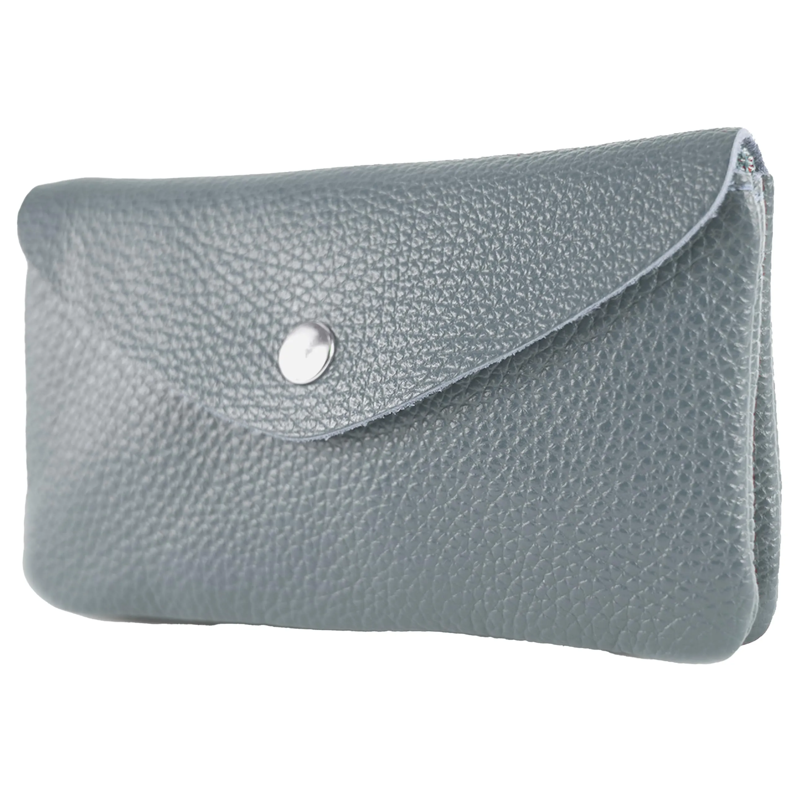 modamoda de P11 Portafoglio da donna in pelle 16x10 cm, fatto a mano in Italia, Colore: blu colomba, m - immagine 1