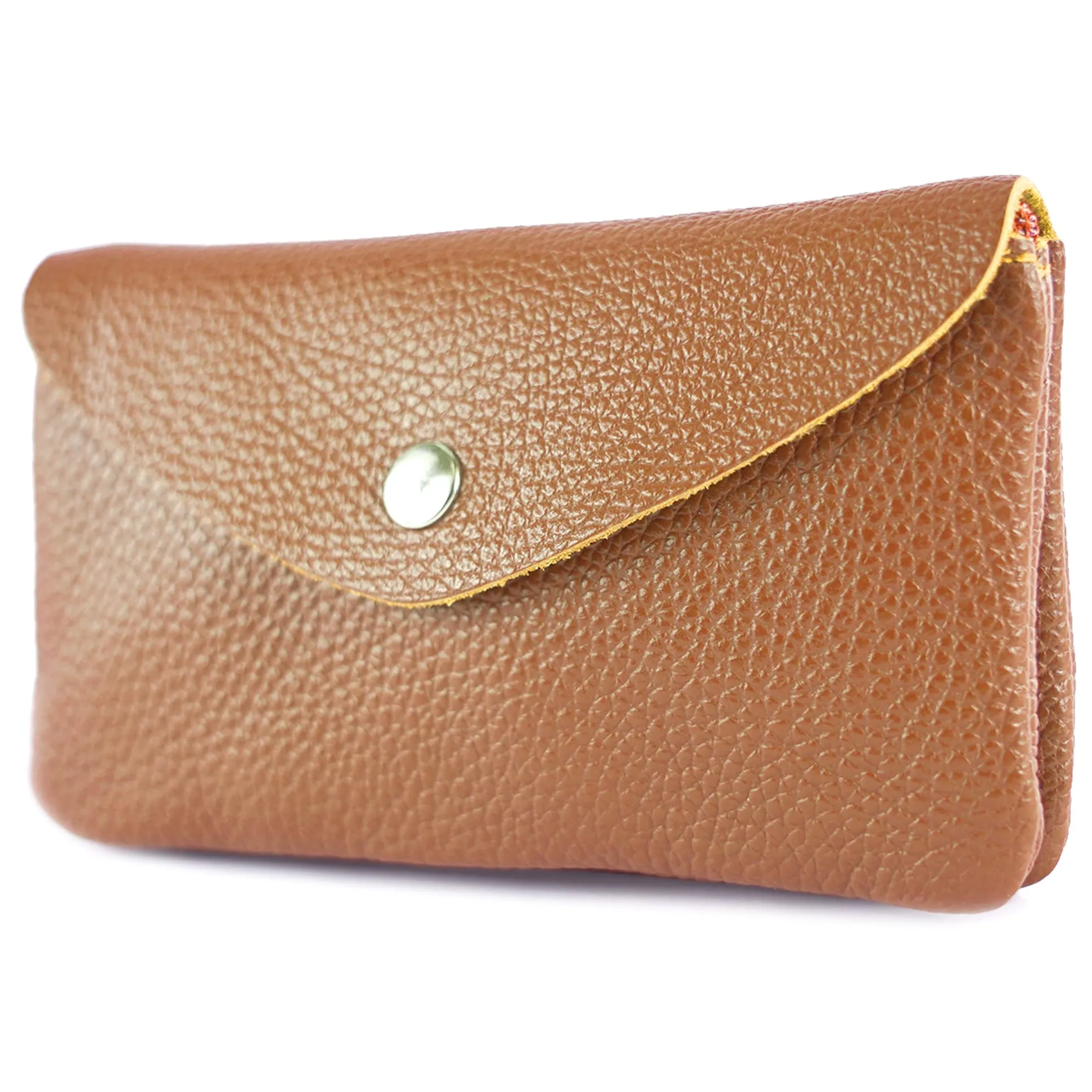Modamoda de P11 Portafoglio Donna in Pelle Medio Handmade in Italy - Piccolo Portamonete Leggero, Cognac - immagine 1