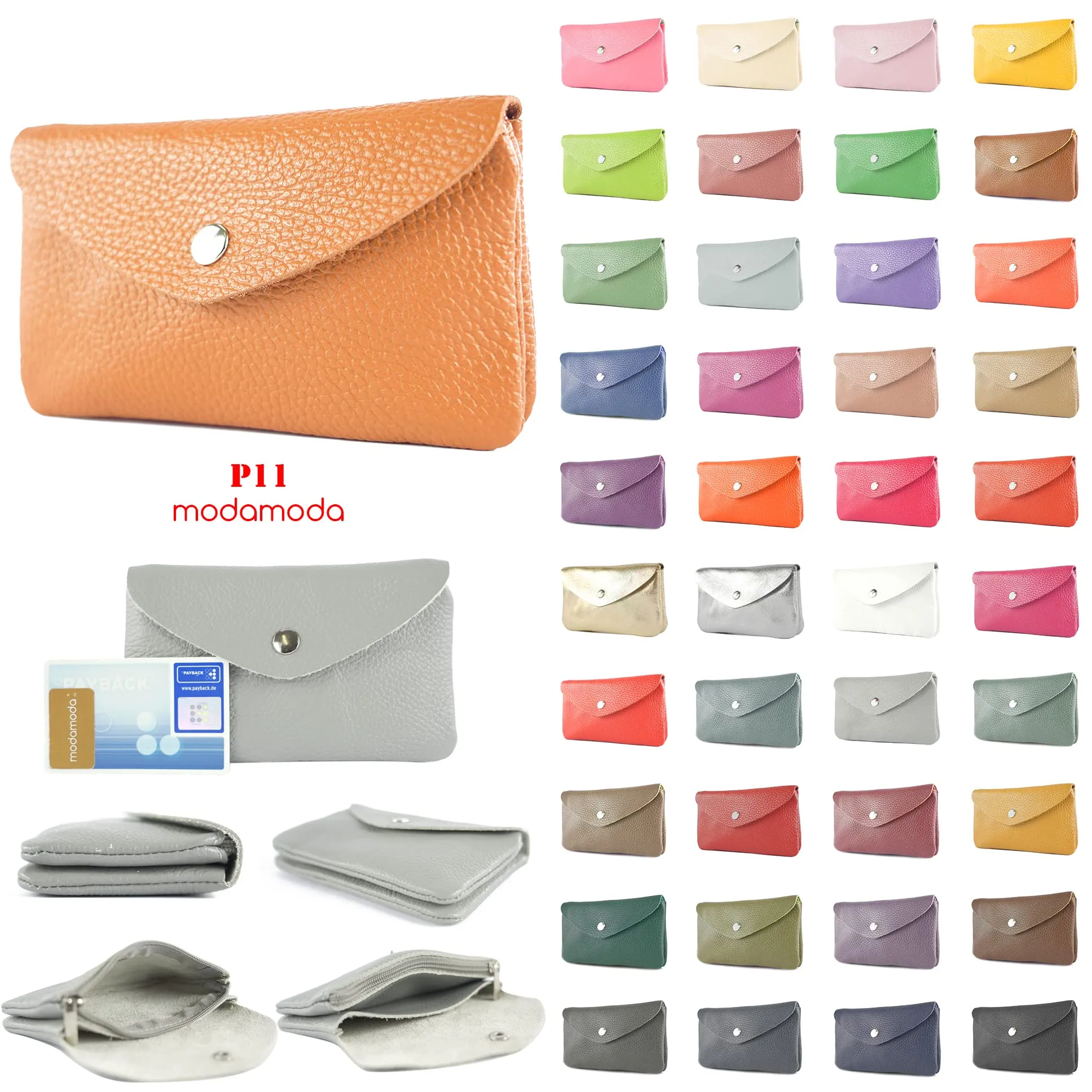 modamoda de - P11 - Borsetta da donna in pelle italiana, lilla, taglia media, M - immagine 5
