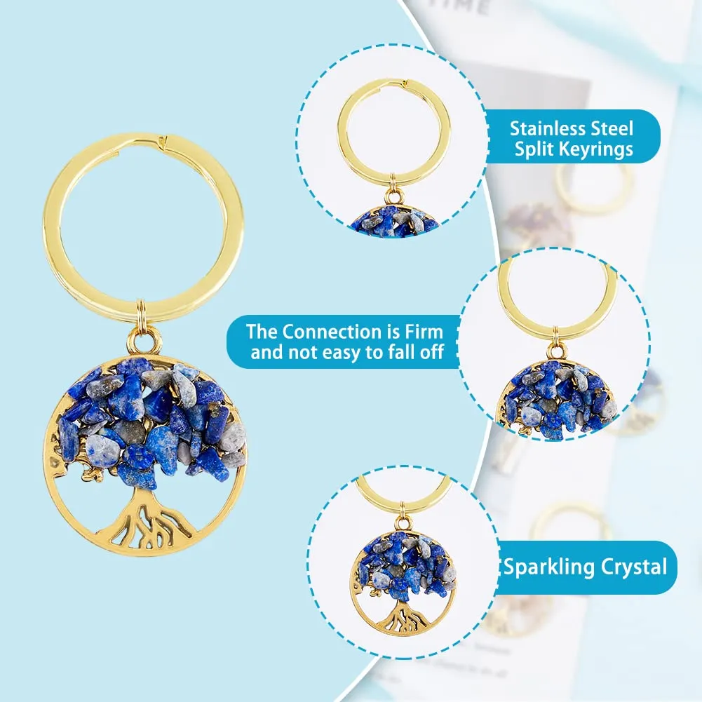 SUPERFINDINGS 20 Pz 5 Stili Albero Della Vita Portachiavi Gemma Portachiavi Pietra di Cristallo Naturale Fatta A Mano Charm per Fai Da Te Portafortuna - immagine 4