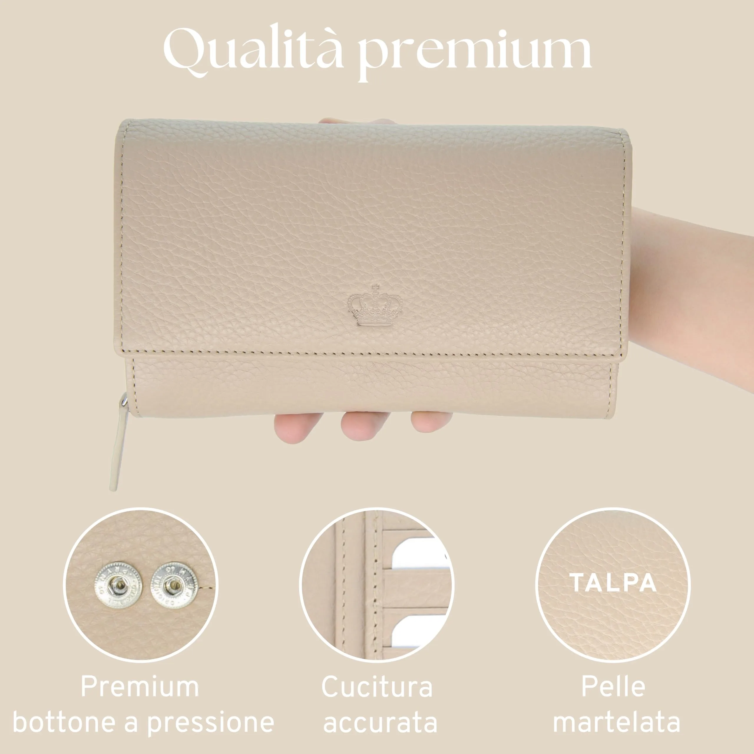 Baur portafoglio da donna XXL – vera pelle con protezione RFID – portafoglio extra grande con 18 scomparti per carte – chiusura a bottone a pressione & tasca portamonete con cerniera (Talpa) - immagine 6