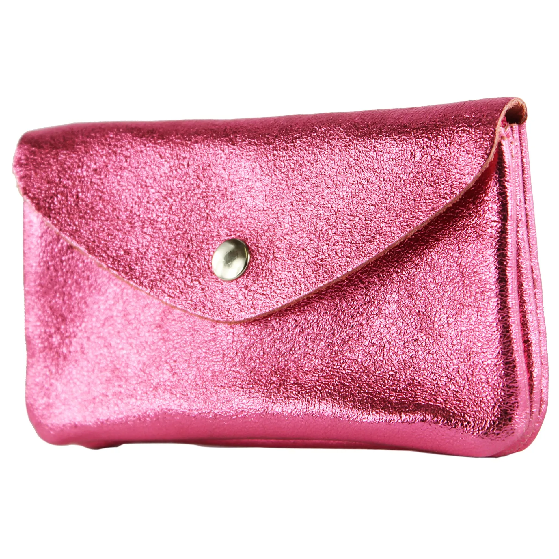 Modamoda de P11 Portafoglio Donna in Pelle Medio Handmade in Italy - Candy Pink Metallic, Piccolo Portamonete Leggero - immagine 1