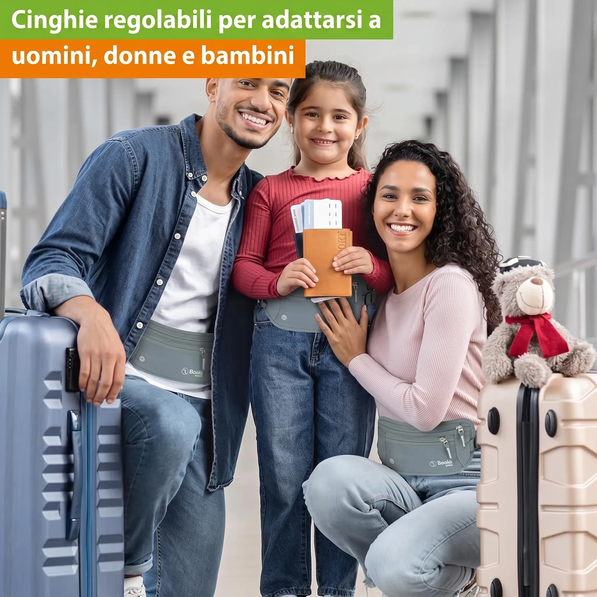 Boxiki Travel Marsupio Portasoldi Grigio 8 Buste RFID (3 Buste per Carte di Credito e 1 Busta per Passaporto Blu Navy & 3 Buste per Carte di Credito e 1 Busta per Passaporto Bianco) - immagine 7