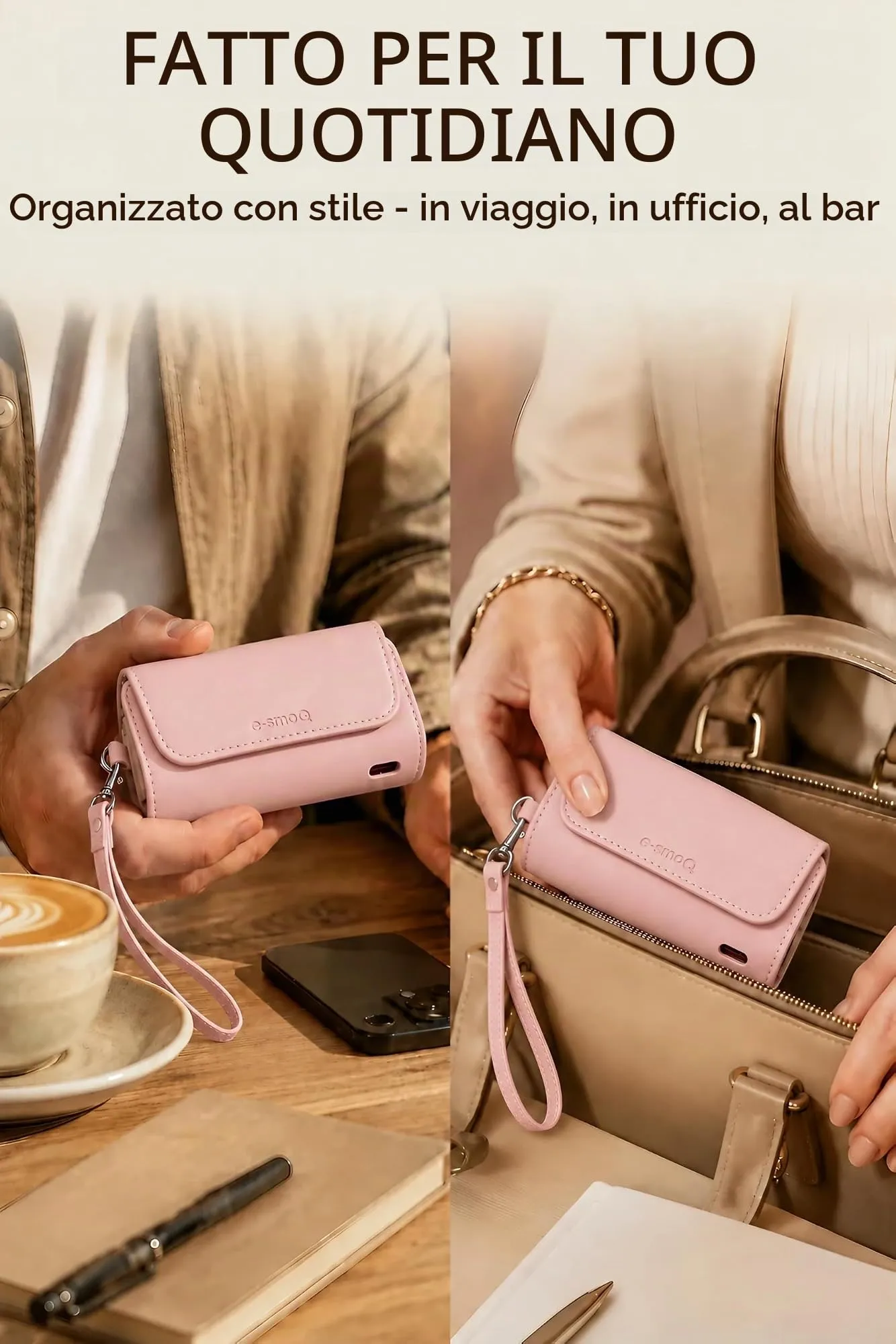 [20+ Colori] e-smoQ Custodia per IQOS ILUMA, Cover in Pelle PU di Alta Qualità - Borsello/Astuccio Sigaretta Elettronica, Organizer per Accessori (Rosa) - immagine 7
