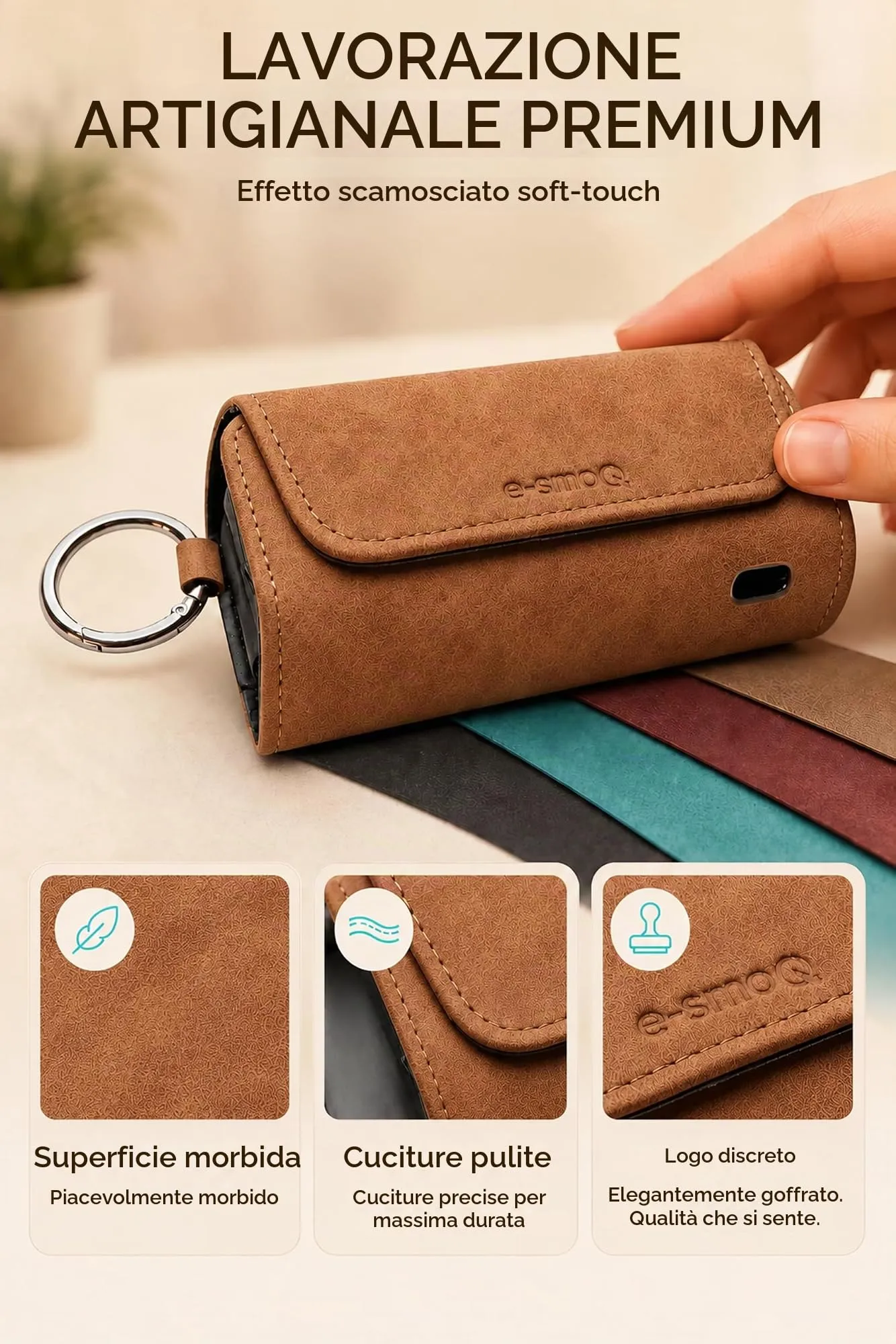 [20+ Colori] e-smoQ Custodia per IQOS ILUMA, Cover in Pelle PU di Alta Qualità - Borsello/Astuccio Sigaretta Elettronica, Organizer per Accessori (Marrone) - immagine 8
