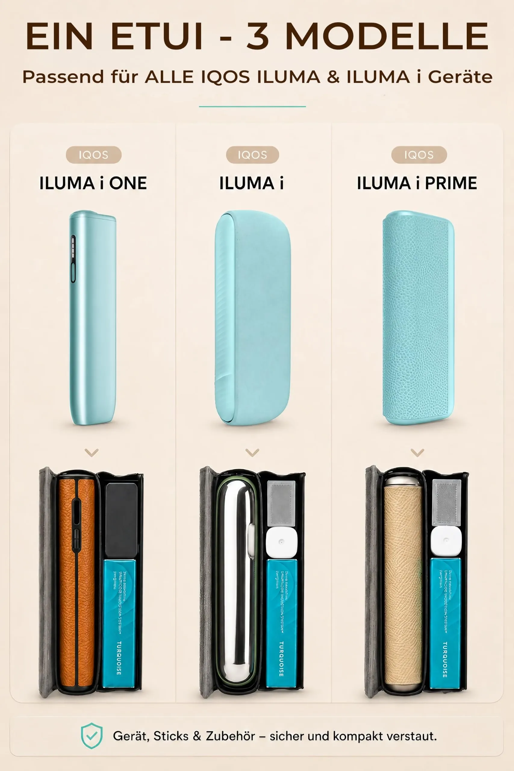 [20+ Colori] e-smoQ Custodia per IQOS ILUMA, Cover in Pelle PU di Alta Qualità - Borsello/Astuccio Sigaretta Elettronica, Organizer per Accessori (Rosso) - immagine 4