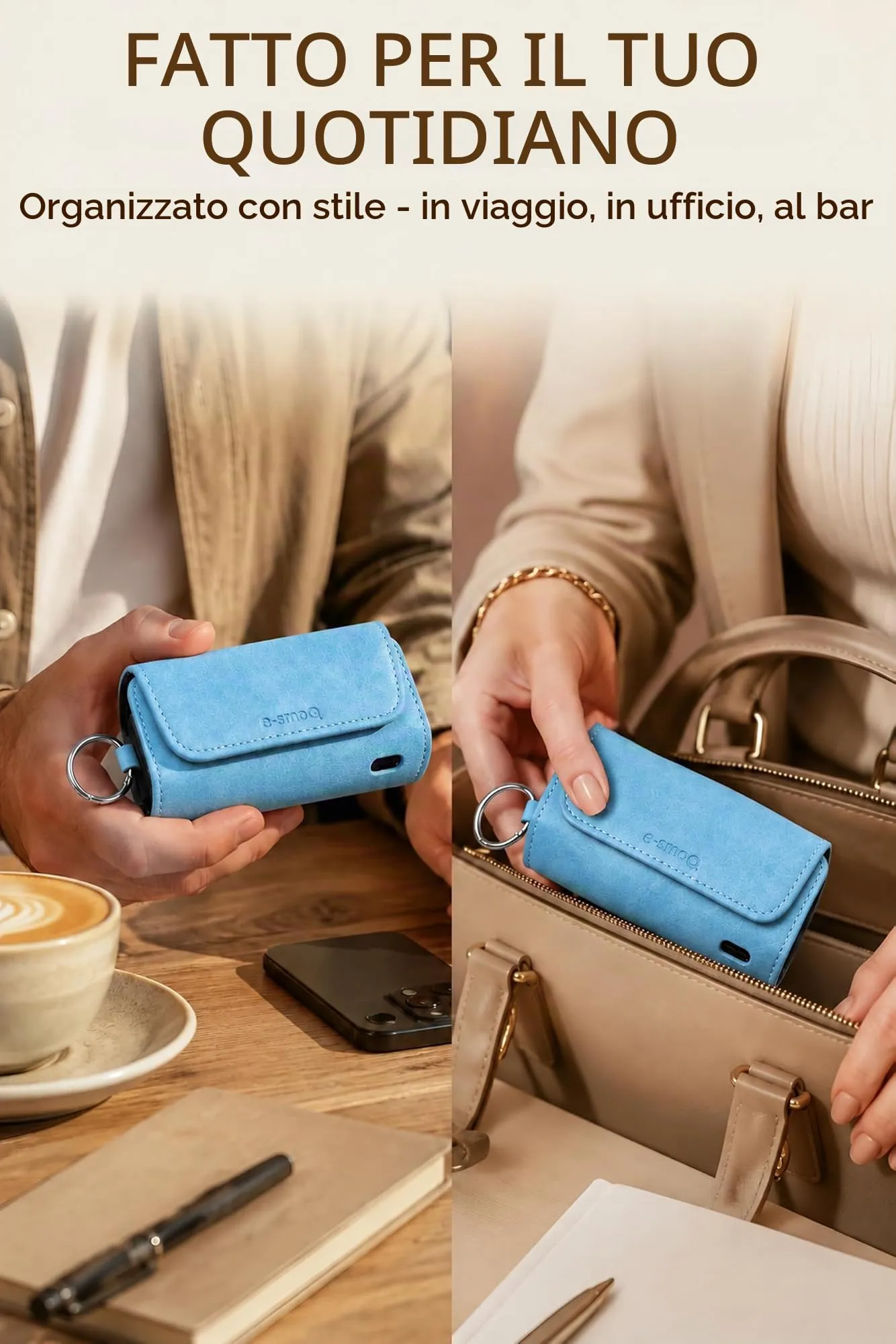 [20+ Colori] e-smoQ Custodia per IQOS ILUMA, Cover in Pelle PU di Alta Qualità - Borsello/Astuccio Sigaretta Elettronica, Organizer per Accessori (Blu) - immagine 7