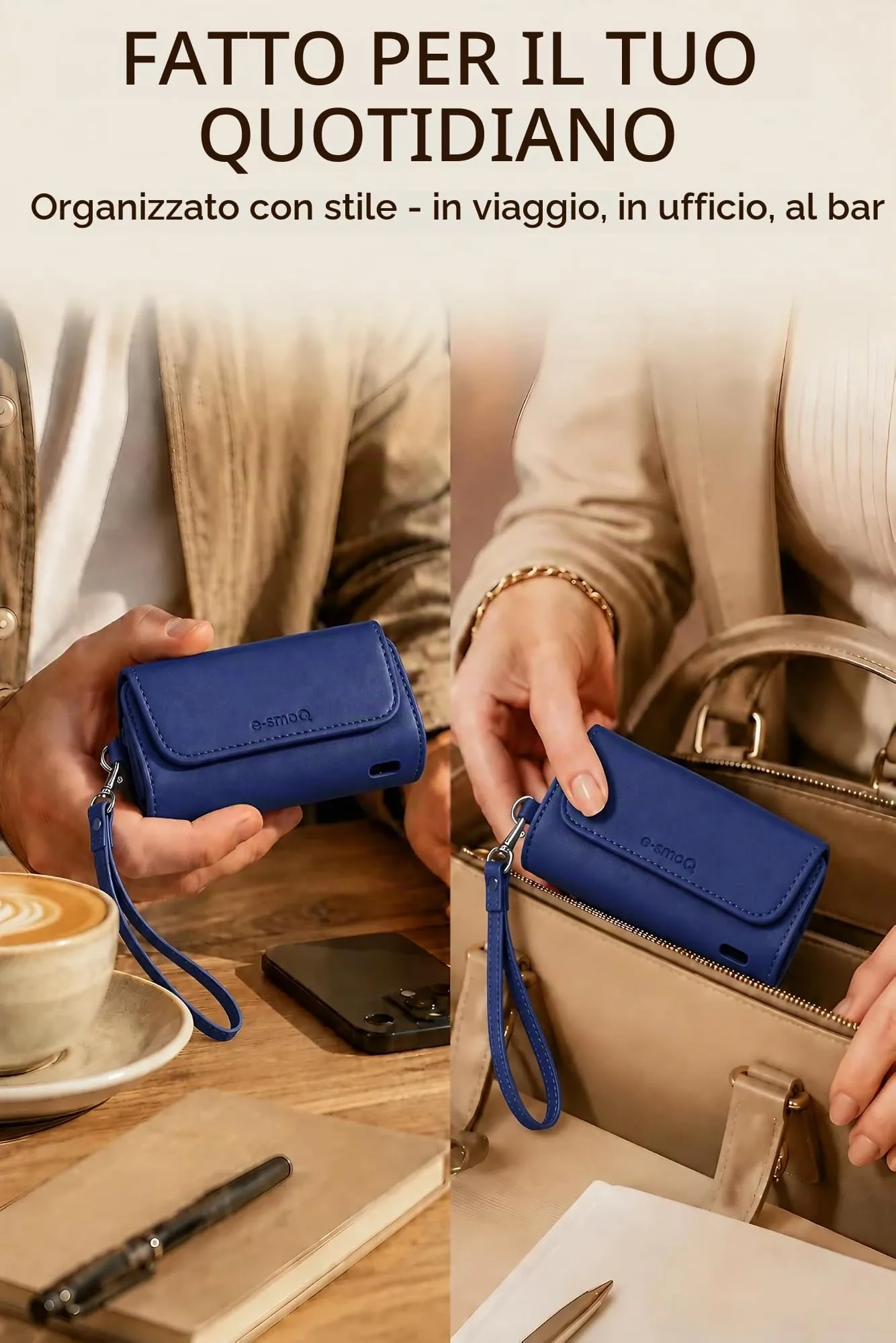 [20+ Colori] e-smoQ Custodia per IQOS ILUMA, Cover in Pelle PU di Alta Qualità - Borsello/Astuccio Sigaretta Elettronica, Organizer per Accessori (Blu) - immagine 7