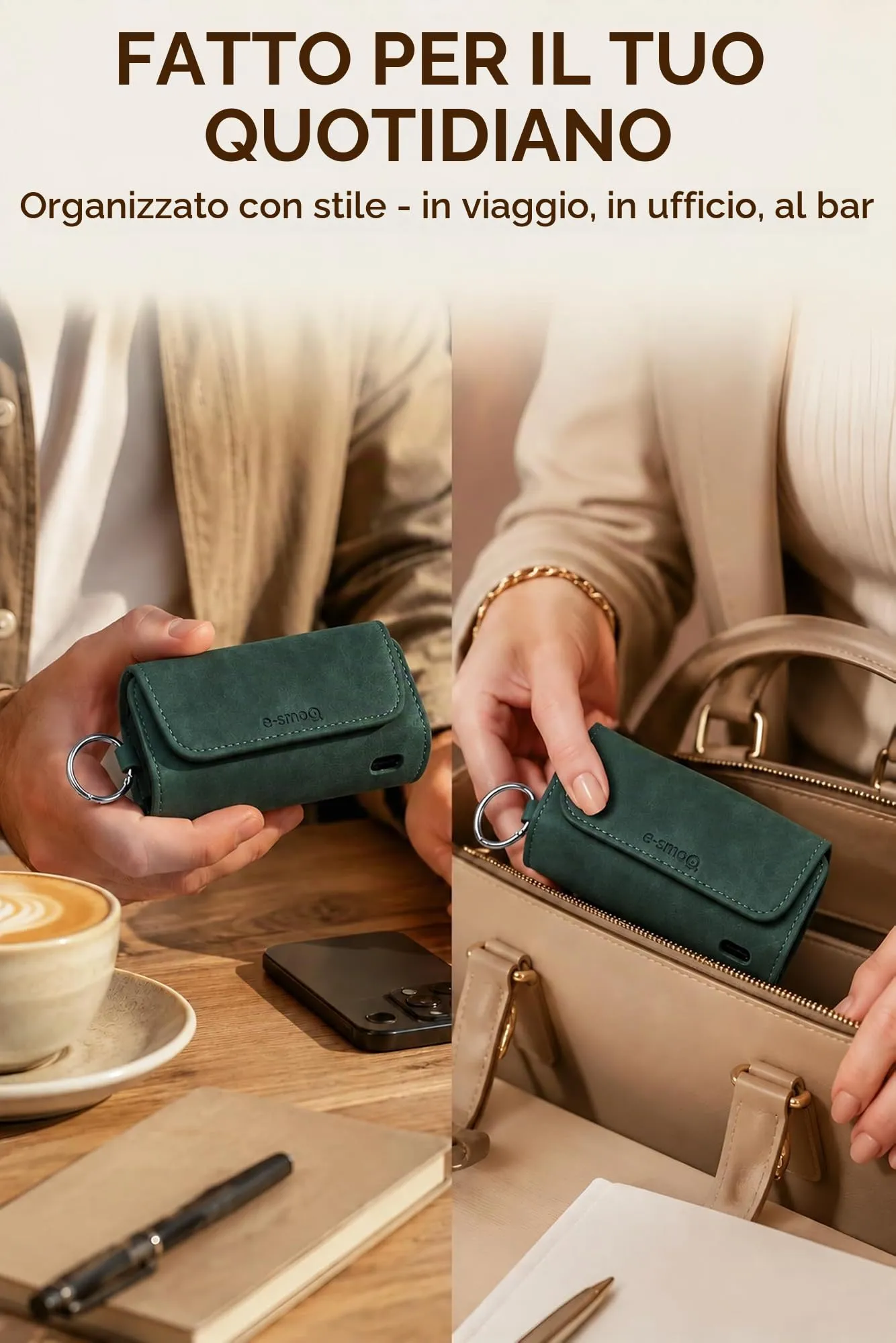 [20+ Colori] e-smoQ Custodia per IQOS ILUMA, Cover in Pelle PU di Alta Qualità - Borsello/Astuccio Sigaretta Elettronica, Organizer per Accessori (Verde) - immagine 7