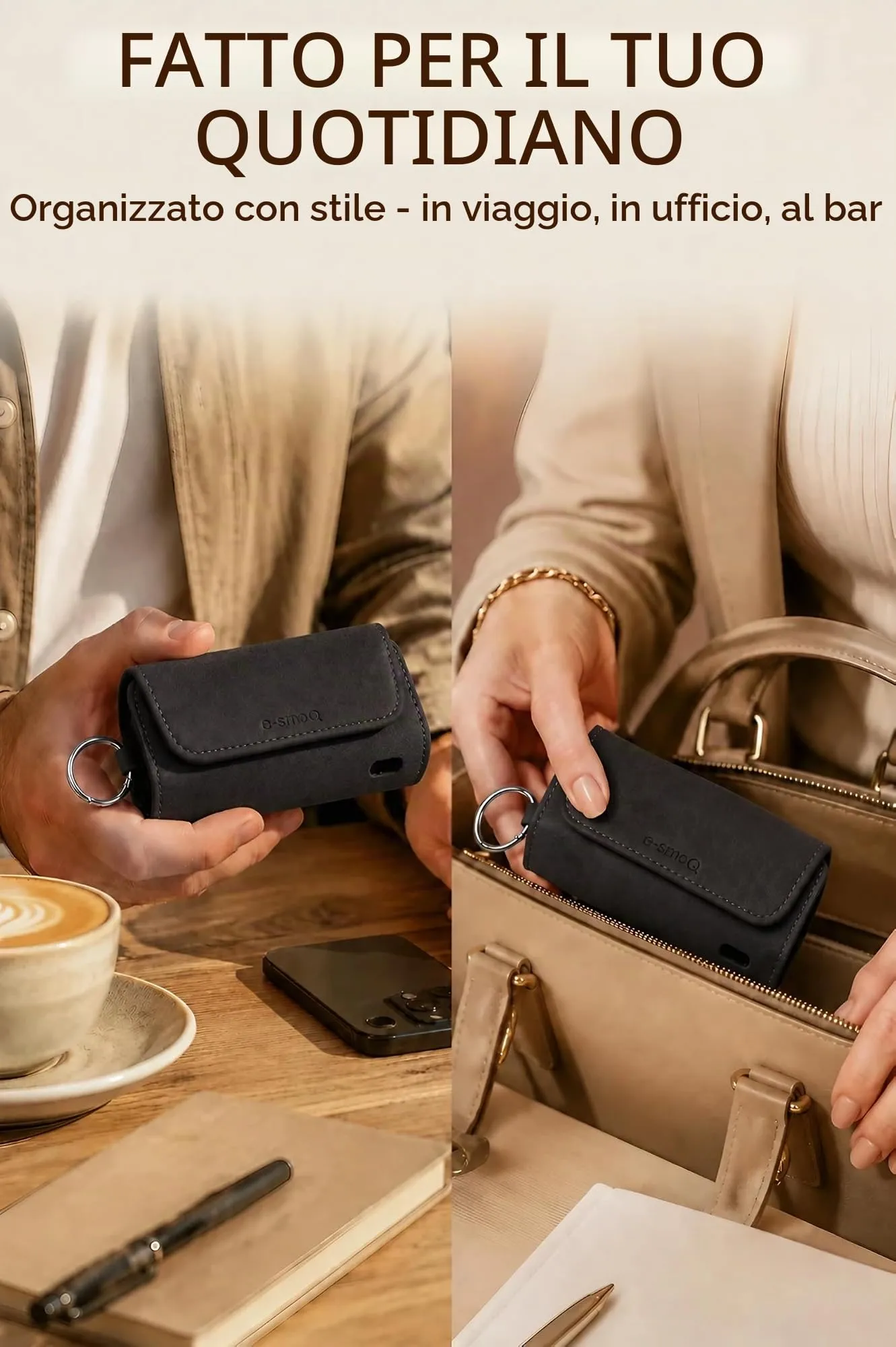 [20+ Colori] e-smoQ Custodia per IQOS ILUMA, Cover in Pelle PU di Alta Qualità - Borsello/Astuccio Sigaretta Elettronica, Organizer per Accessori (Nero) - immagine 7