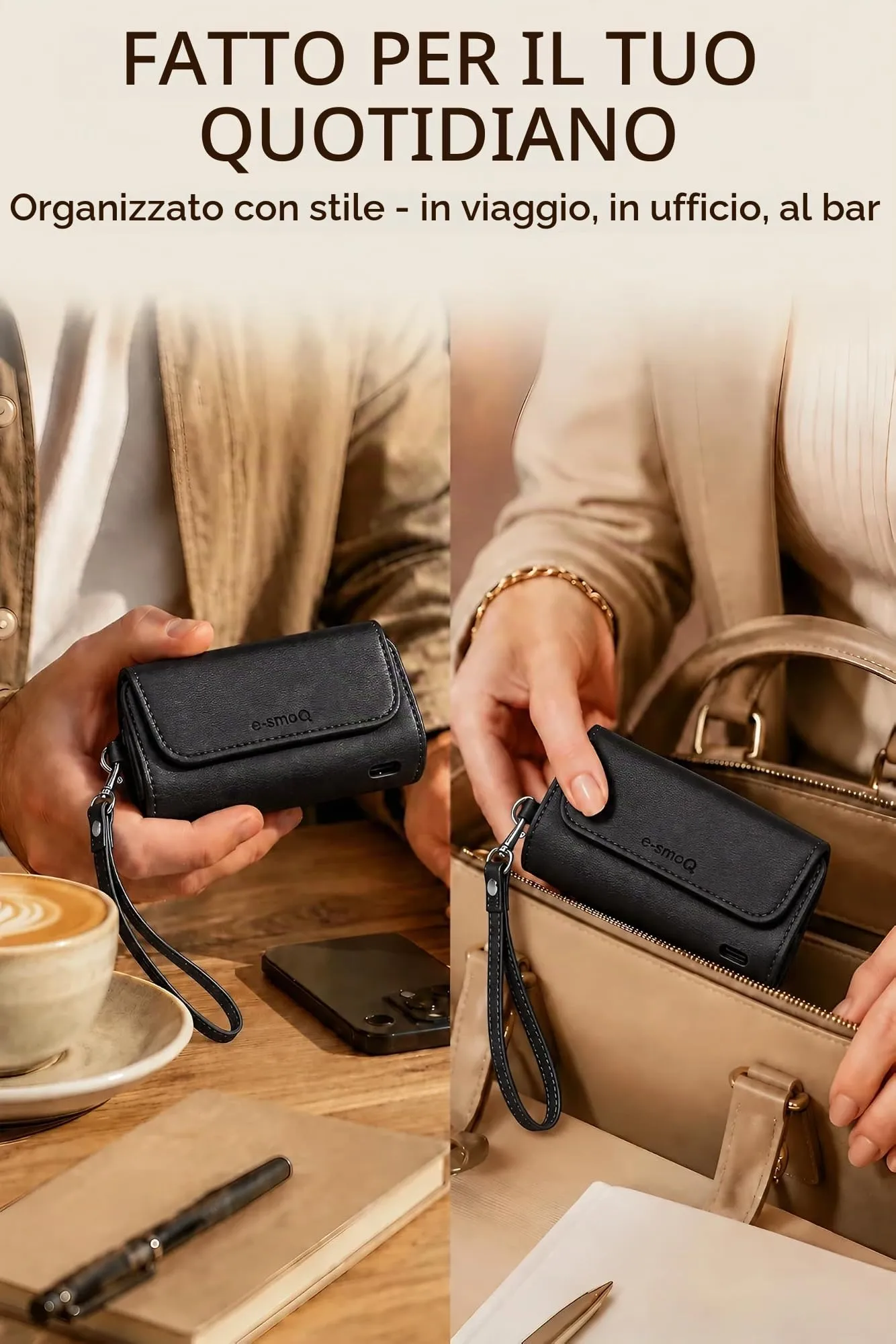 [20+ Colori] e-smoQ Custodia per IQOS ILUMA, Cover in Pelle PU di Alta Qualità - Borsello/Astuccio Sigaretta Elettronica, Organizer per Accessori (Nero) - immagine 7