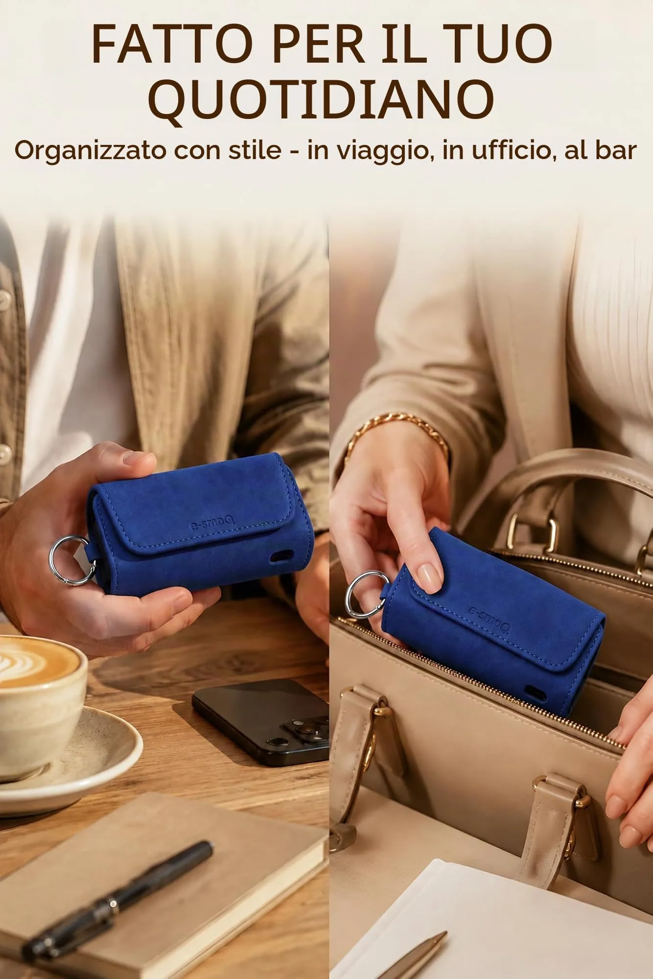 [20+ Colori] e-smoQ Custodia per IQOS ILUMA, Cover in Pelle PU di Alta Qualità - Borsello/Astuccio Sigaretta Elettronica, Organizer per Accessori (Blu) - immagine 7