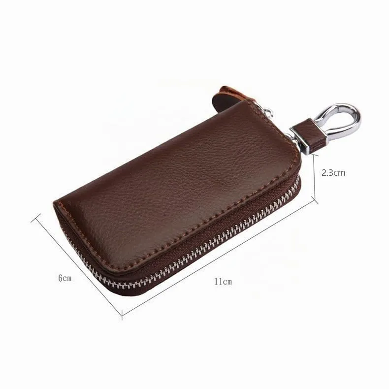 Portachiavi in Pelle, Raccoglitore Chiave Impermeabile, Borse universali per auto portachiavi per uomo donna, portachiavi con cerniera, portafoglio portachiavi multifunzione(Marrone) - immagine 4