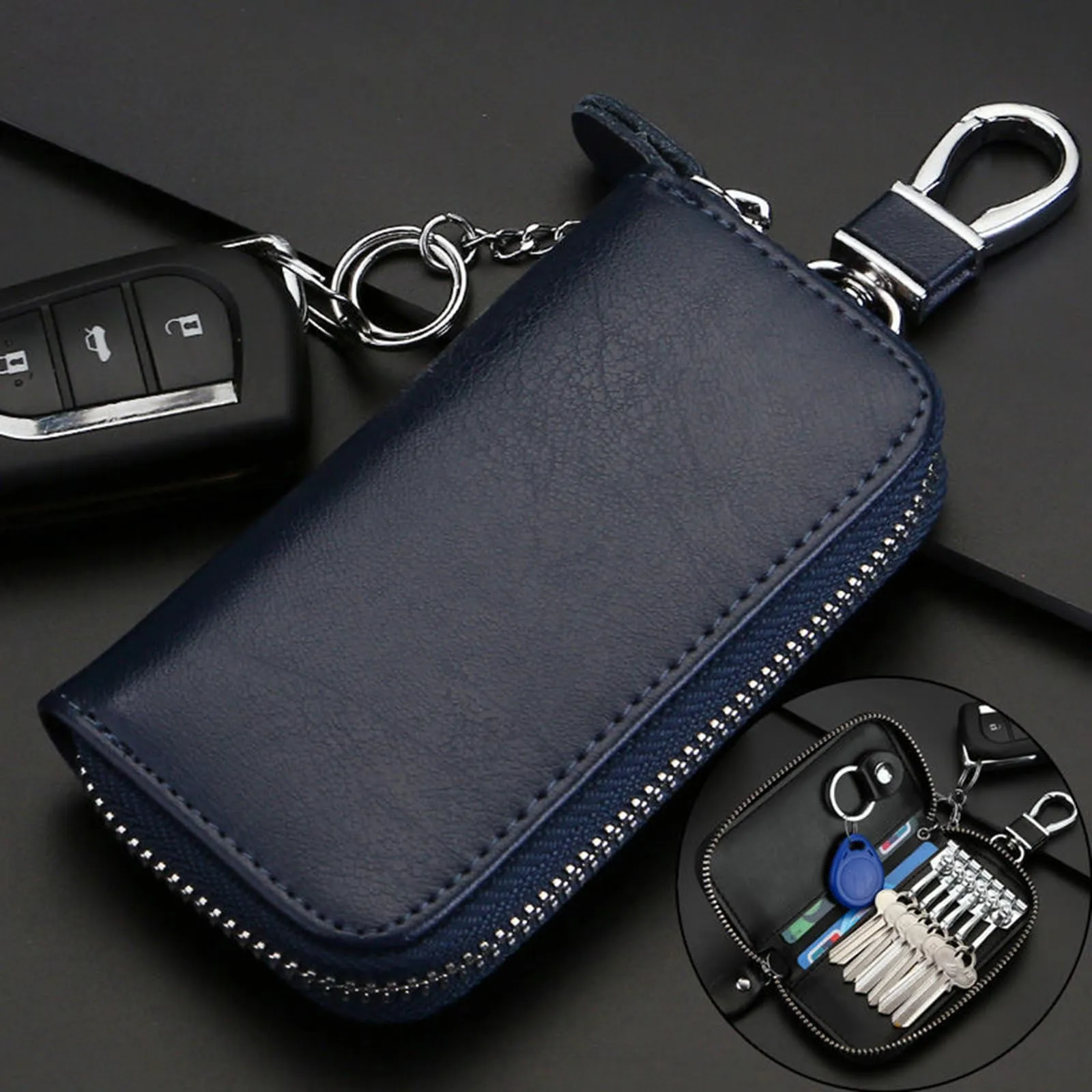 LTLSZRN Portachiavi in Pelle Unisex per Uomo e Donna - Borsellino Portafoglio con 6 Gancio per Chiave Auto - immagine 3
