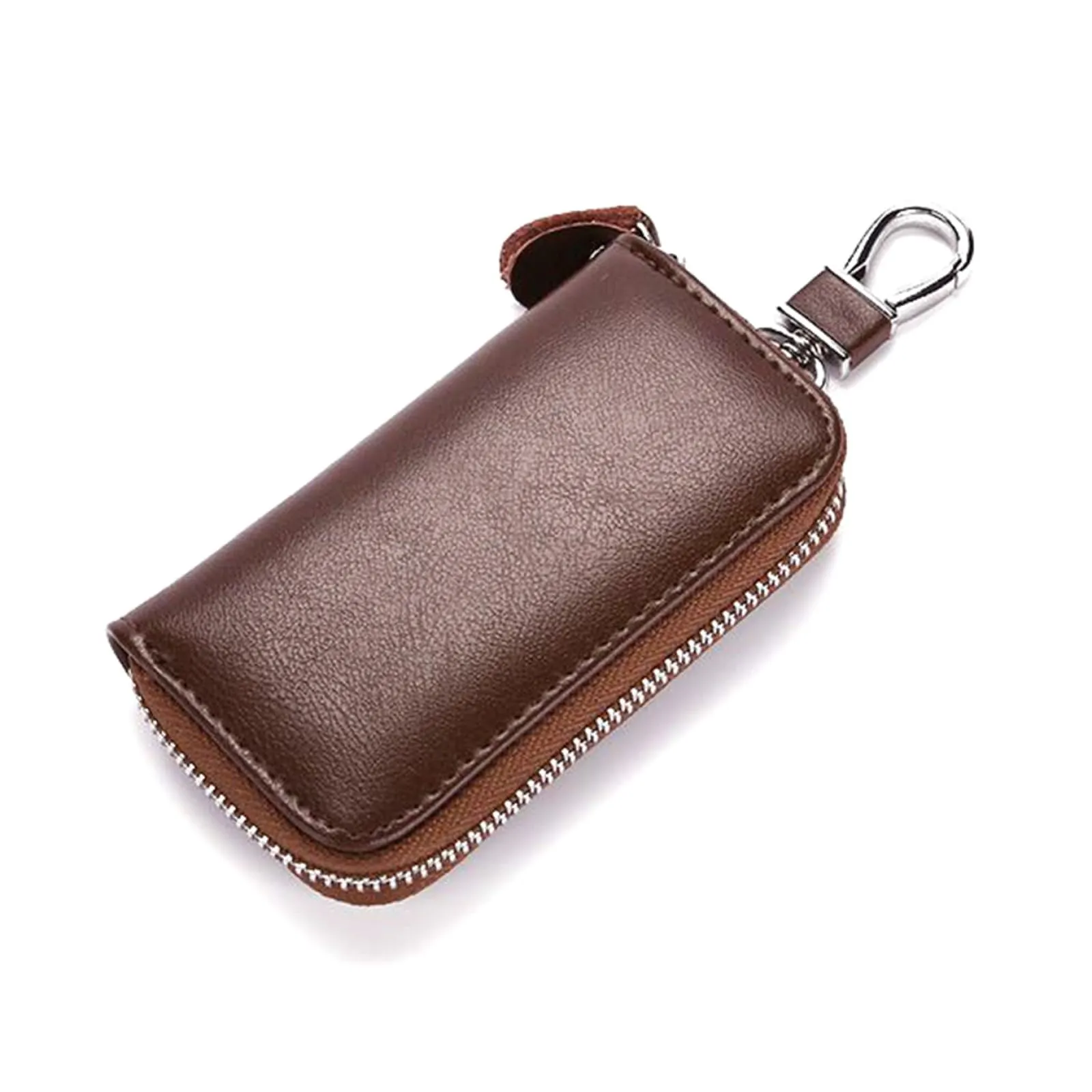 Portachiavi in Pelle, Raccoglitore Chiave Impermeabile, Borse universali per auto portachiavi per uomo donna, portachiavi con cerniera, portafoglio portachiavi multifunzione(Marrone) - immagine 1