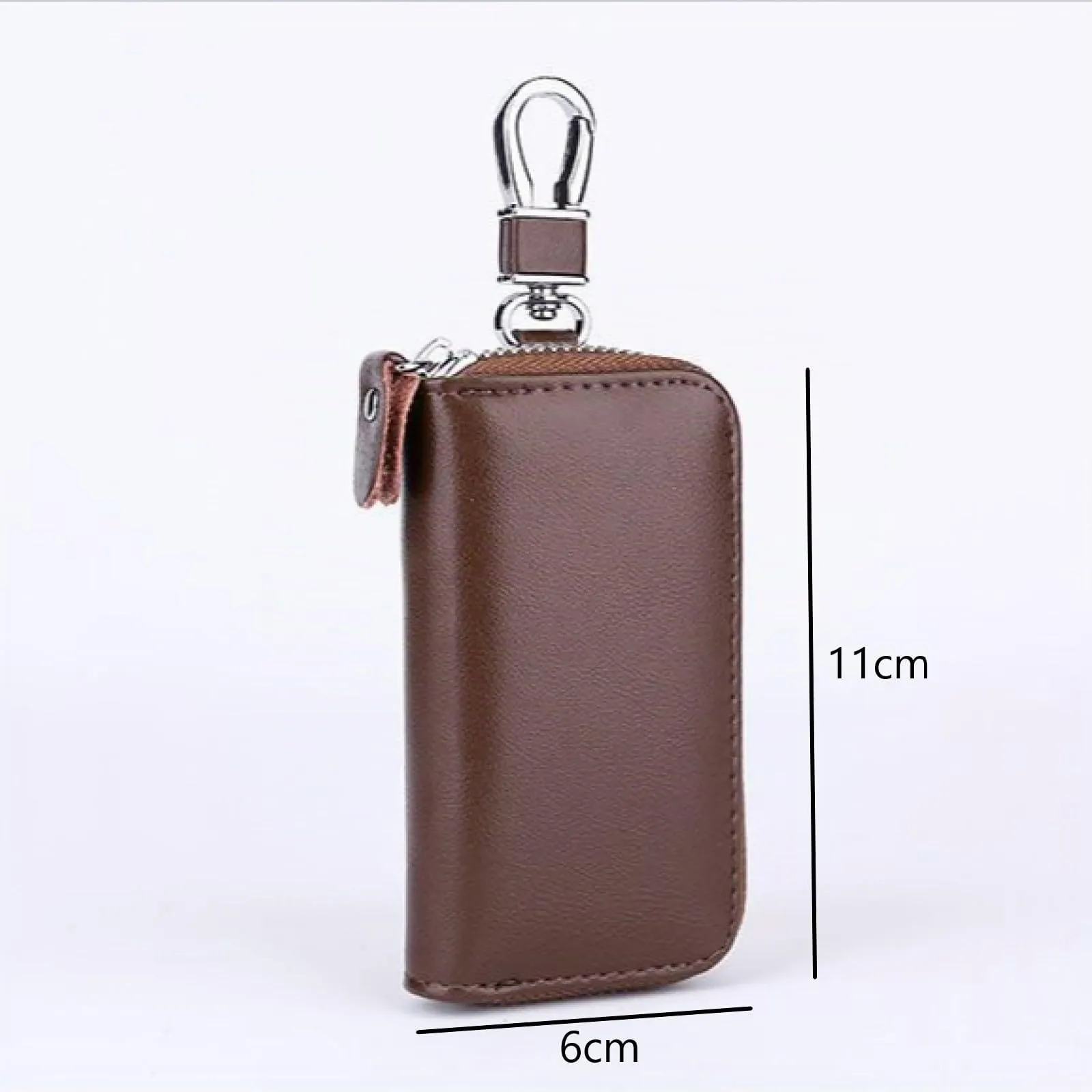 Portachiavi in Pelle, Raccoglitore Chiave Impermeabile, Borse universali per auto portachiavi per uomo donna, portachiavi con cerniera, portafoglio portachiavi multifunzione(Marrone) - immagine 2