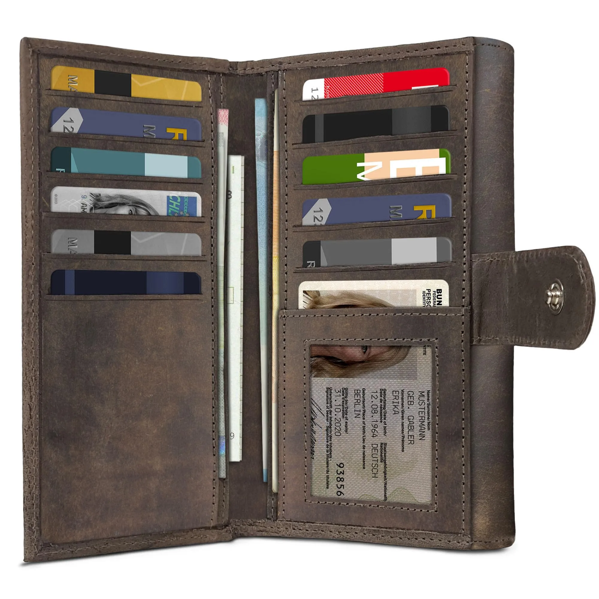 ROYALZ "Orelia Portafoglio vera Pelle Donna Grande Portamoneta Capiente Porta Carte Credito 18 Scomparti Bloccaggio Protezione RFID Etui Lungo - immagine 4