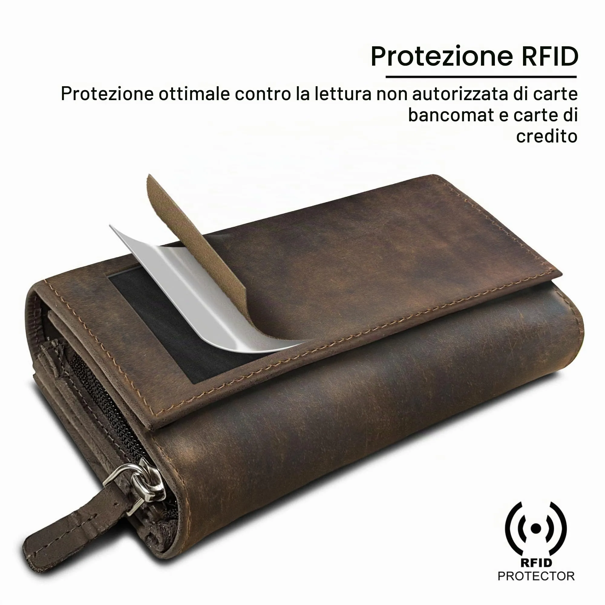 ROYALZ "Orelia Portafoglio vera Pelle Donna Grande Portamoneta Capiente Porta Carte Credito 18 Scomparti Bloccaggio Protezione RFID Etui Lungo - immagine 6