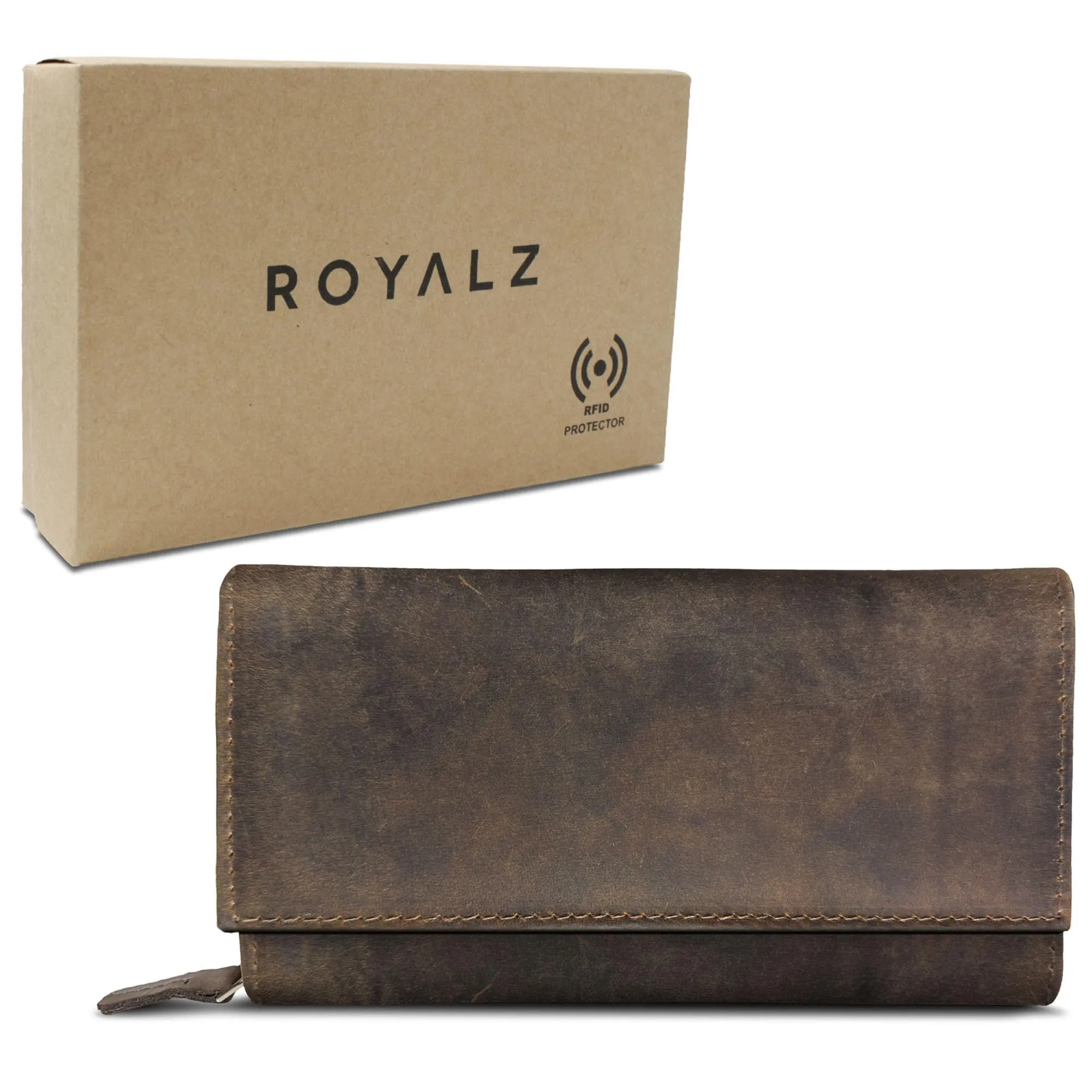 ROYALZ "Orelia Portafoglio vera Pelle Donna Grande Portamoneta Capiente Porta Carte Credito 18 Scomparti Bloccaggio Protezione RFID Etui Lungo - immagine 7