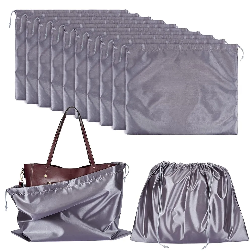 NBEADS 12 pz Sacchetti per La Polvere, Portaoggetti In Finta Seta, Borse Da Viaggio Portatili In Tessuto con Coulisse per Scarpe Stivali, 39.7x50 cm, Grigio - immagine 1