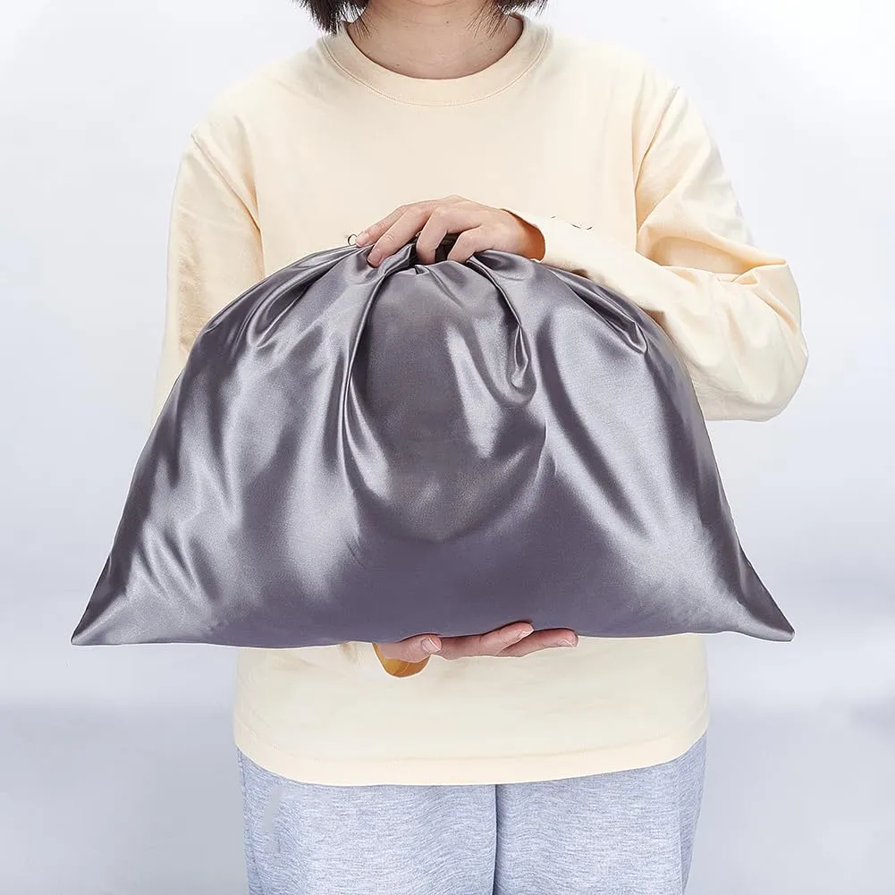 NBEADS 12 pz Sacchetti per La Polvere, Portaoggetti In Finta Seta, Borse Da Viaggio Portatili In Tessuto con Coulisse per Scarpe Stivali, 39.7x50 cm, Grigio - immagine 3