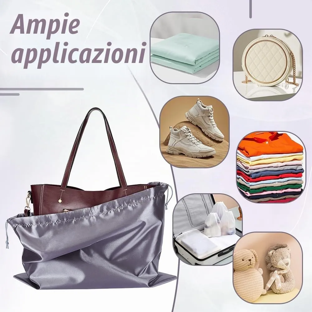NBEADS 12 pz Sacchetti per La Polvere, Portaoggetti In Finta Seta, Borse Da Viaggio Portatili In Tessuto con Coulisse per Scarpe Stivali, 39.7x50 cm, Grigio - immagine 6