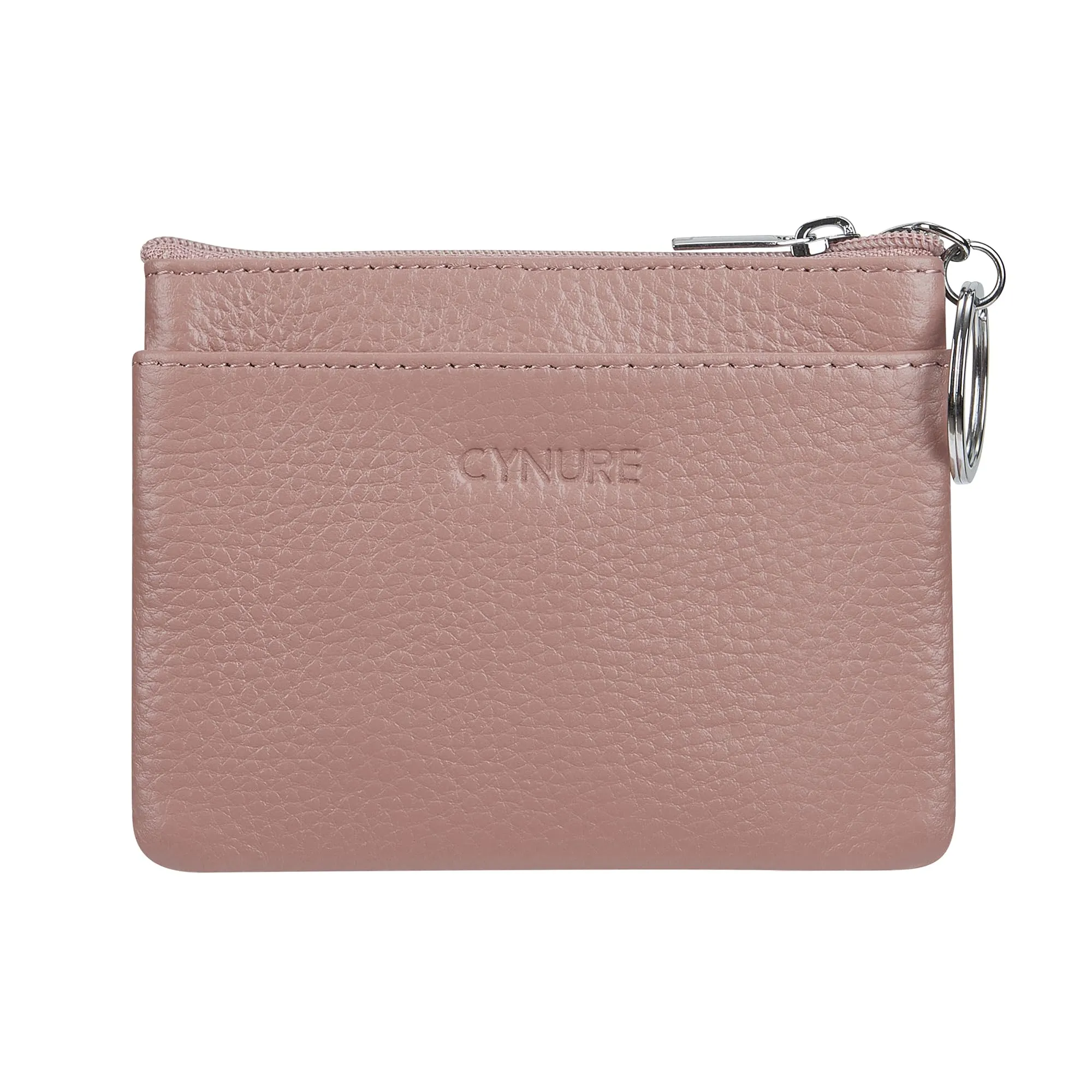 Portamonete da donna in vera pelle con portachiavi, Rosa scuro, One Size, Sacchetto portamonete - immagine 2