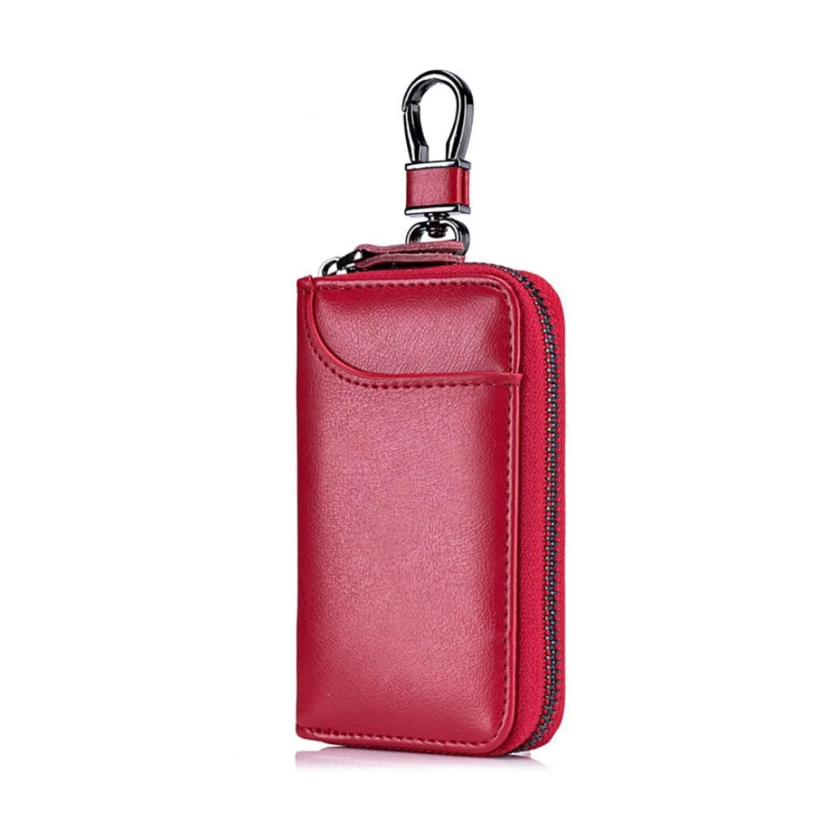 Portachiavi in Pelle, Raccoglitore Chiave multifunzione,Borse universali per auto portachiavi per uomo donna,Tasche e Ganci, portafoglio portachiavi Impermeabile (rosso) - immagine 1