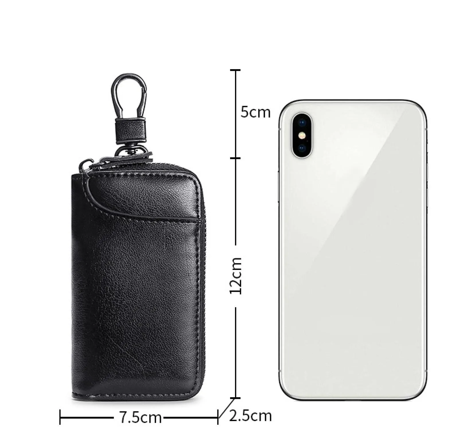 Portachiavi in Pelle, Raccoglitore Chiave multifunzione,Borse universali per auto portachiavi per uomo donna,Tasche e Ganci, portafoglio portachiavi Impermeabile (rosso) - immagine 3