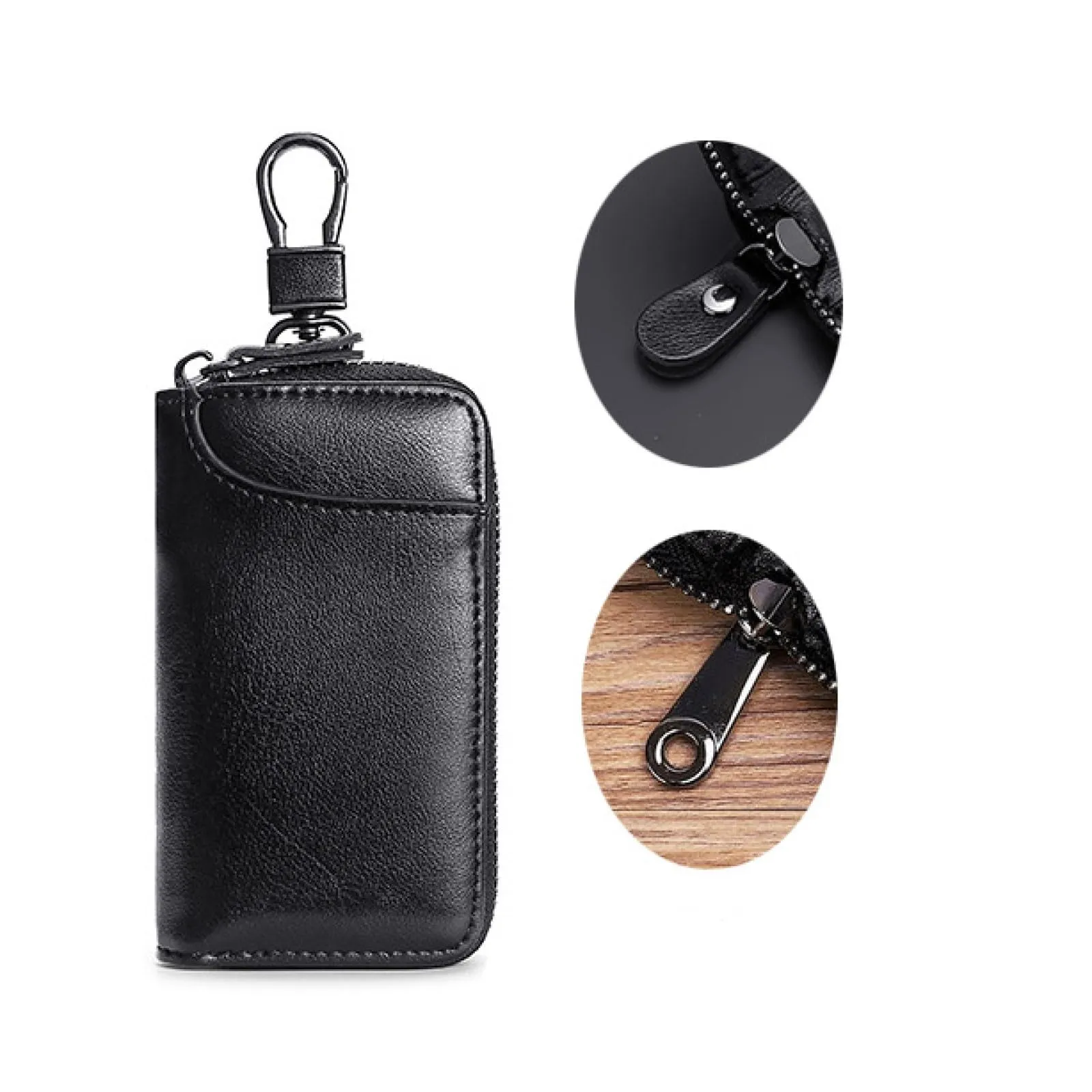 LTLSZRN Portachiavi in Pelle, Raccoglitore Chiave multifunzione,Borse universali per auto portachiavi per uomo donna,Tasche e Ganci, portafoglio portachiavi Impermeabile (nero) - immagine 5