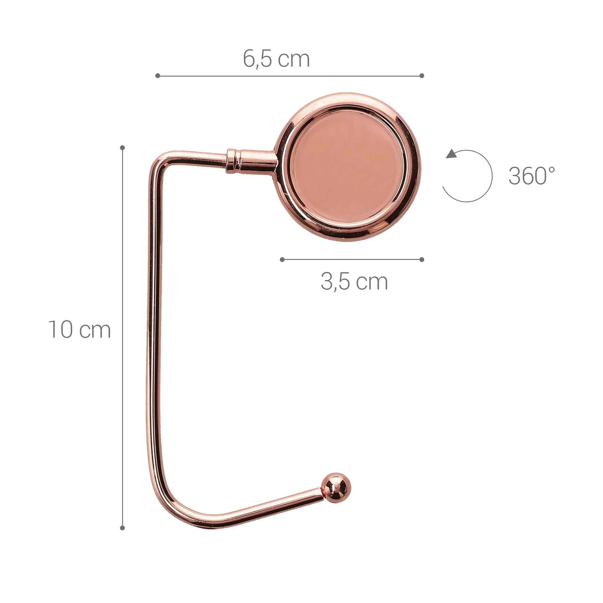 kwmobile 2x Gancio Borsa da Tavolo - Appendi Borsa in Alluminio Antiscivolo Antigraffio - Set Appendiborsa per Tavoli e Scrivanie max. 3kg - oro rosa - immagine 4