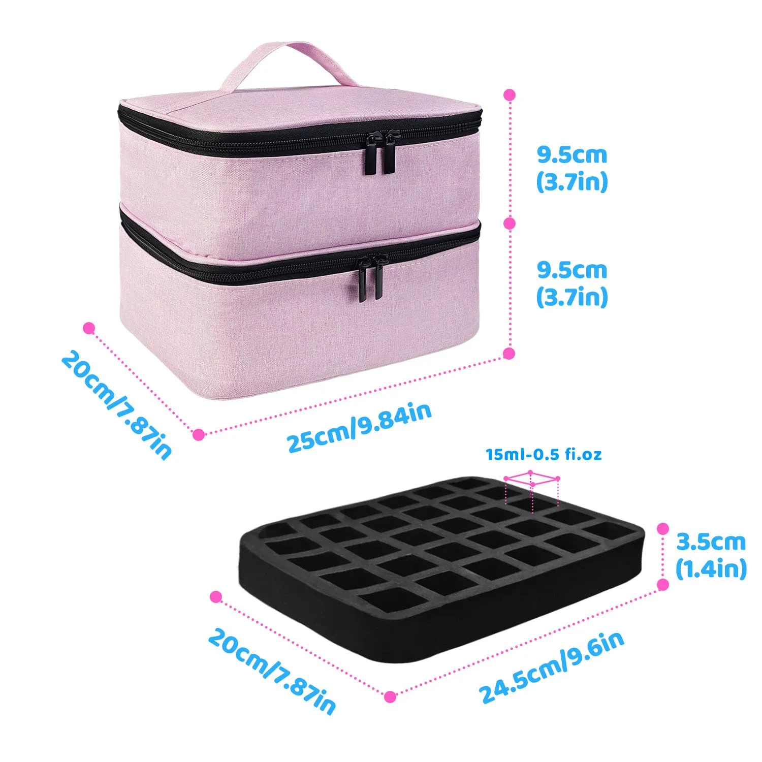 BOHEMIABY Porta Smalti Organizer, Borsa Porta Smalti può Ospitare 30 Smalto Unghie, Scatola da Viaggio Per Smalti, Valigia per Unghie Professionale Mettere Fornetto Unghie Semipermanente (Rosa) - immagine 5
