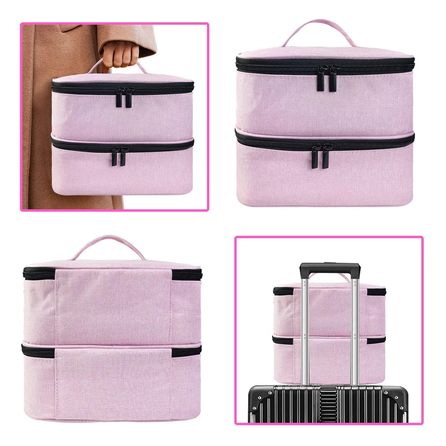 BOHEMIABY Porta Smalti Organizer, Borsa Porta Smalti può Ospitare 30 Smalto Unghie, Scatola da Viaggio Per Smalti, Valigia per Unghie Professionale Mettere Fornetto Unghie Semipermanente (Rosa) - immagine 8