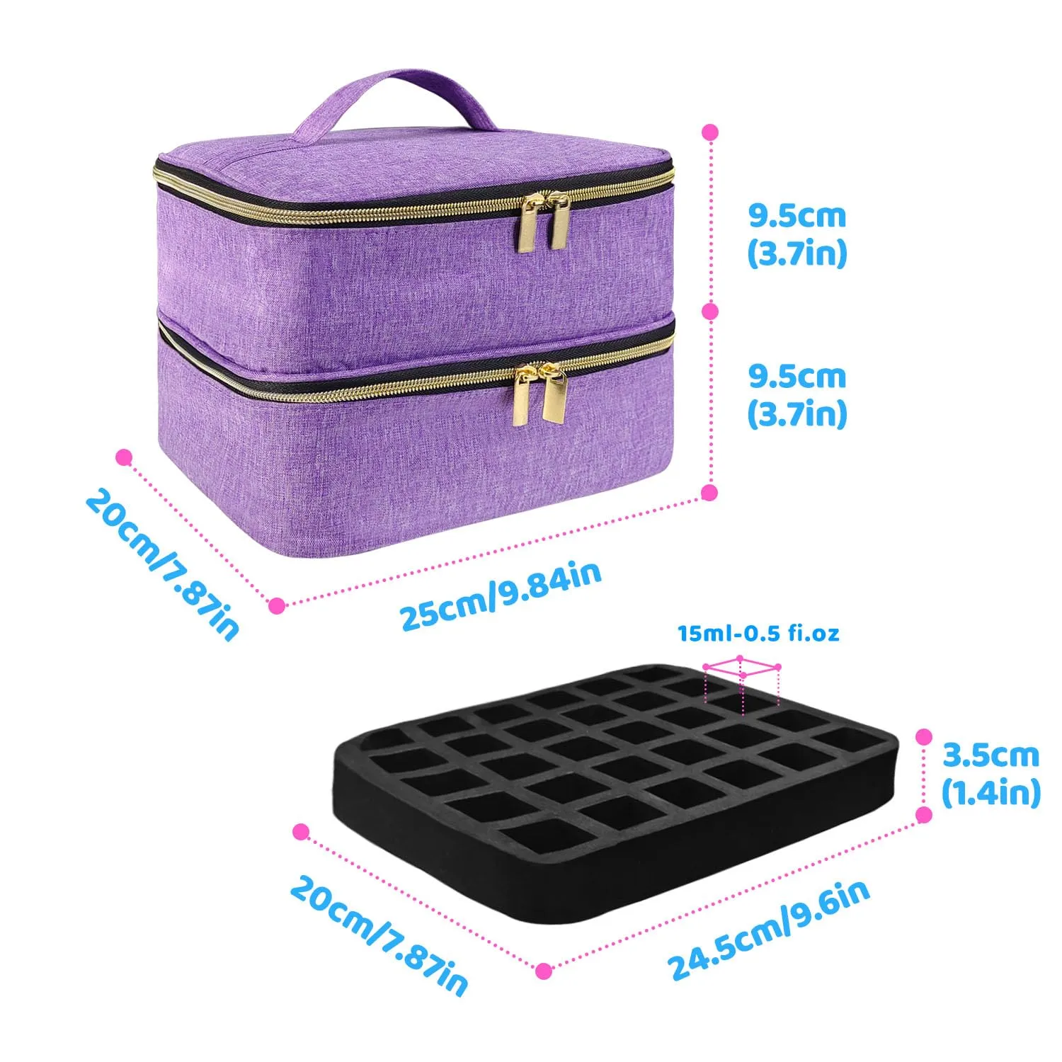BOHEMIABY Porta Smalti Organizer, Borsa Porta Smalti può Ospitare 30 Smalto Unghie, Scatola da Viaggio Per Smalti, Valigia per Unghie Professionale Mettere Fornetto Unghie Semipermanente (Viola) - immagine 5