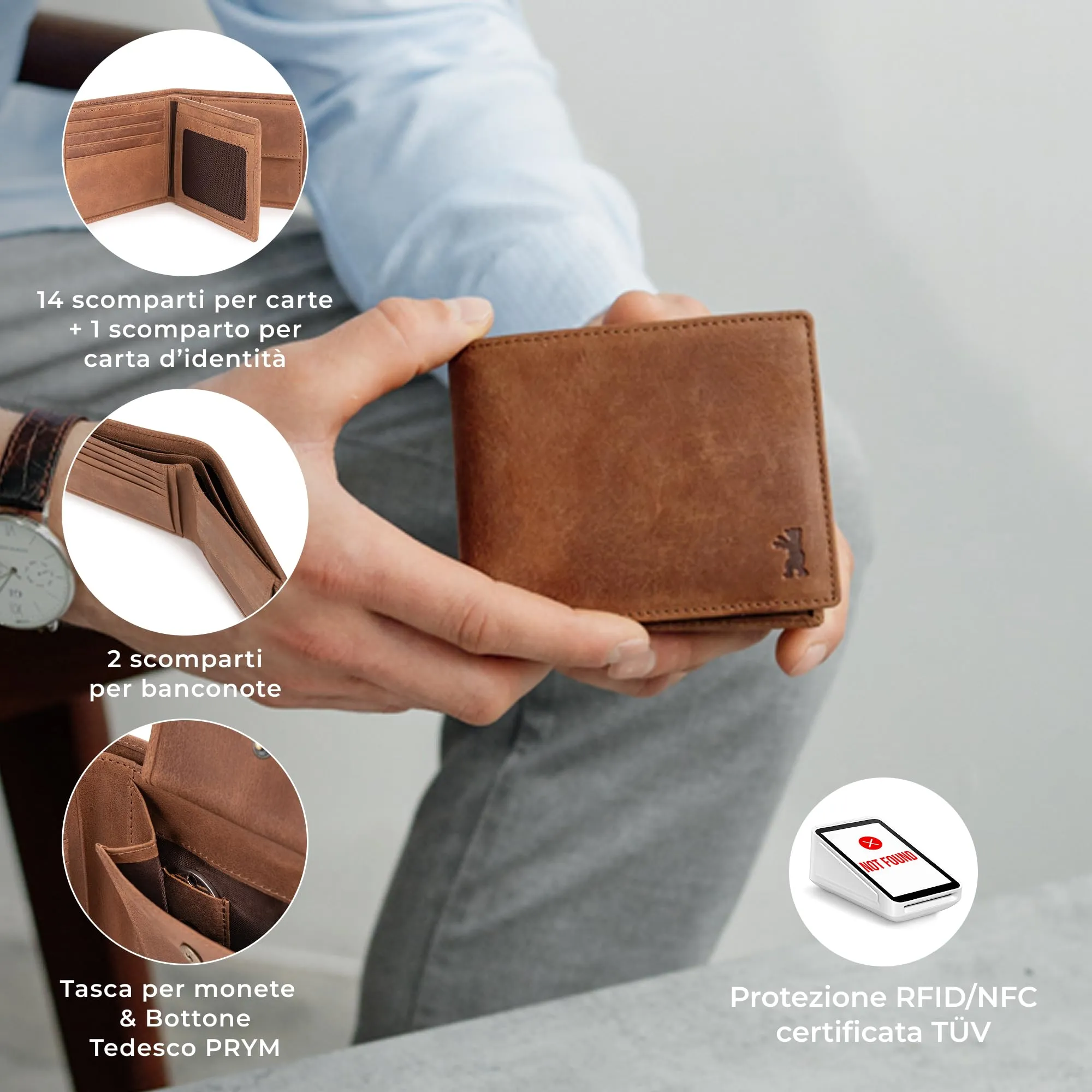 Berliner Bags Portafoglio Uomo con Portamonete e Porta Carte in Pelle RFID - immagine 3
