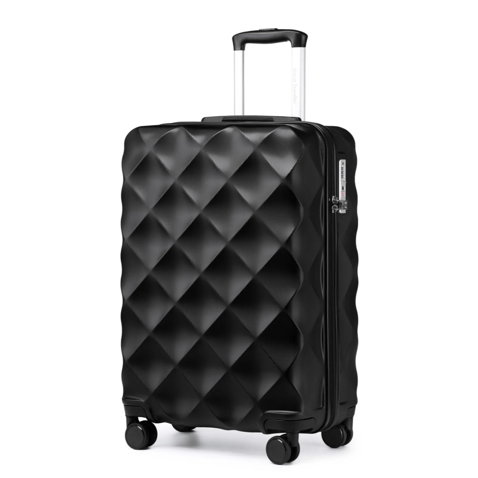 British Traveller Valigia 74,5CM Rigida ABS+PC 4 Ruote TSA Nero - immagine 1
