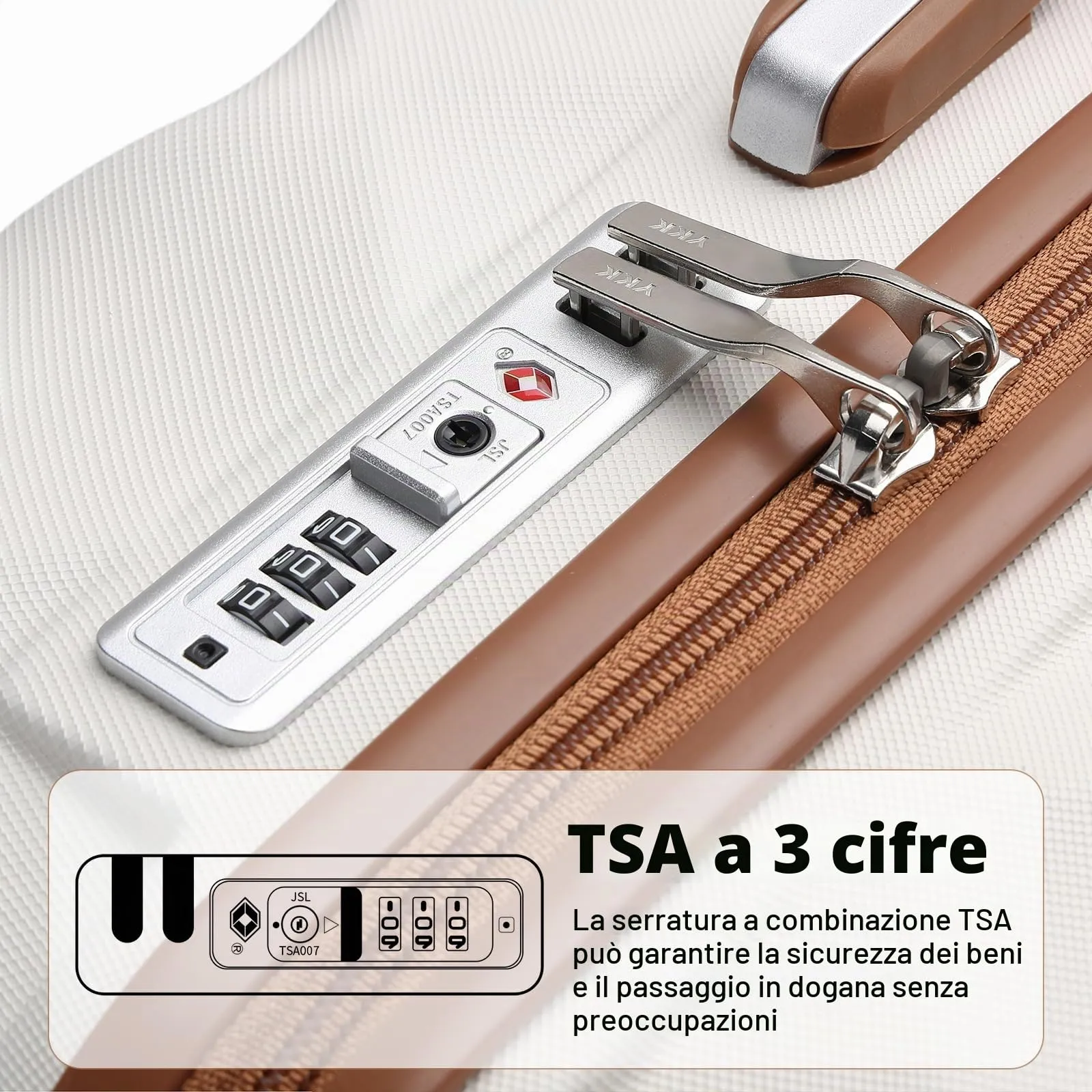 British Traveller Set di 2 Valige 31/54CM Valigia Trolley Rigida ABS+PC con Rotelle Girevoli e TSA Lucchetto (13+20pollici, Bianco) - immagine 4