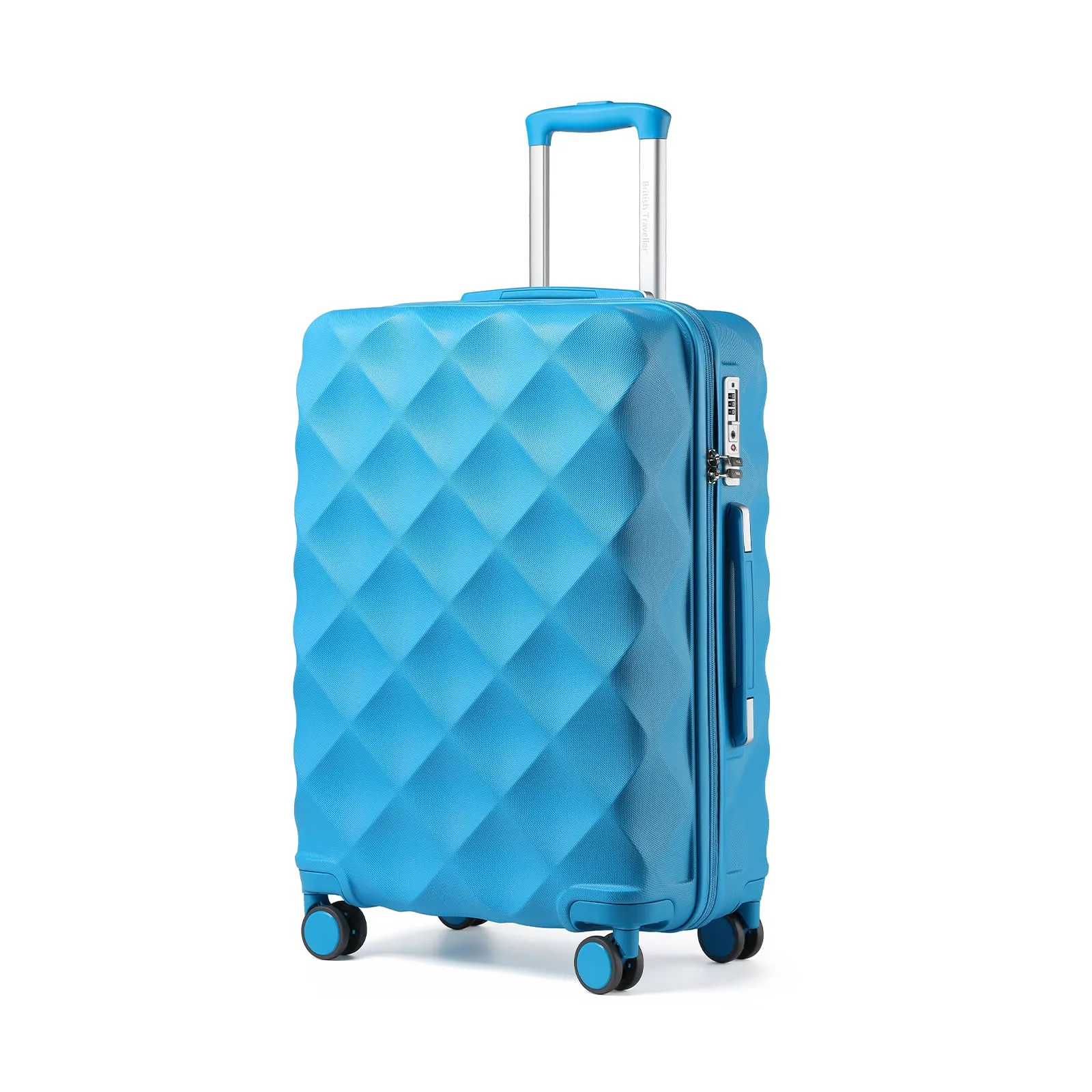 British Traveller Valigia 64cm Medium Rigida ABS+PC 4 Ruote TSA Azzurro - immagine 1