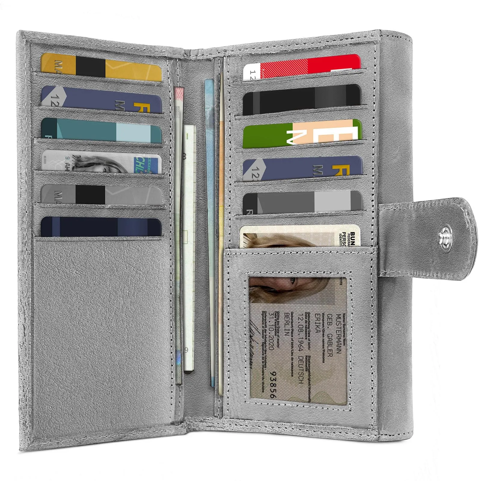 ROYALZ "Orelia Portafoglio vera Pelle Donna Grande Portamoneta Capiente Porta Carte Credito 18 Scomparti Bloccaggio Protezione RFID Etui Lungo - immagine 4