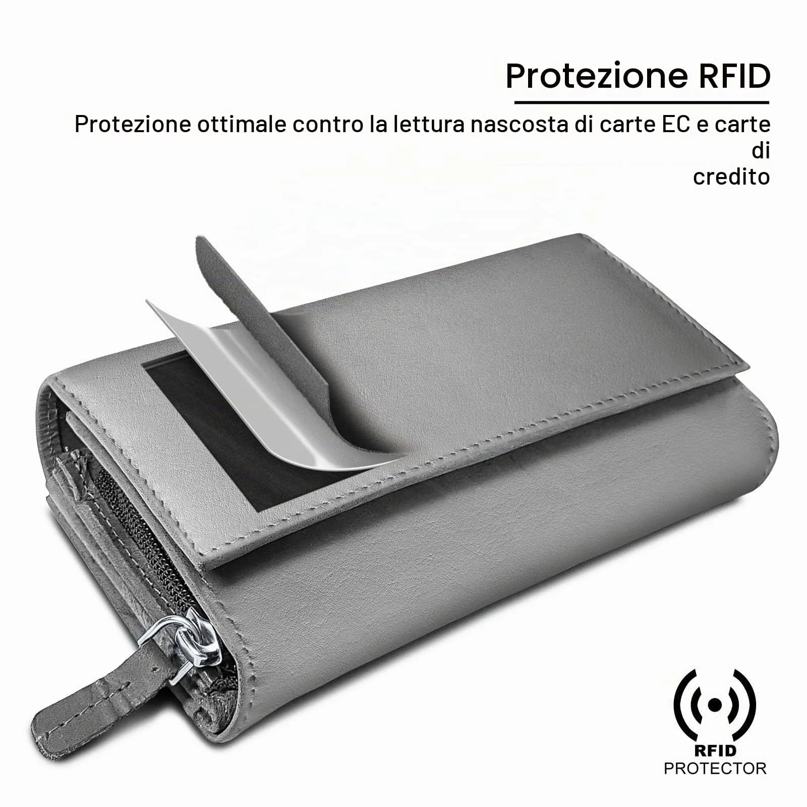 ROYALZ "Orelia Portafoglio vera Pelle Donna Grande Portamoneta Capiente Porta Carte Credito 18 Scomparti Bloccaggio Protezione RFID Etui Lungo - immagine 6